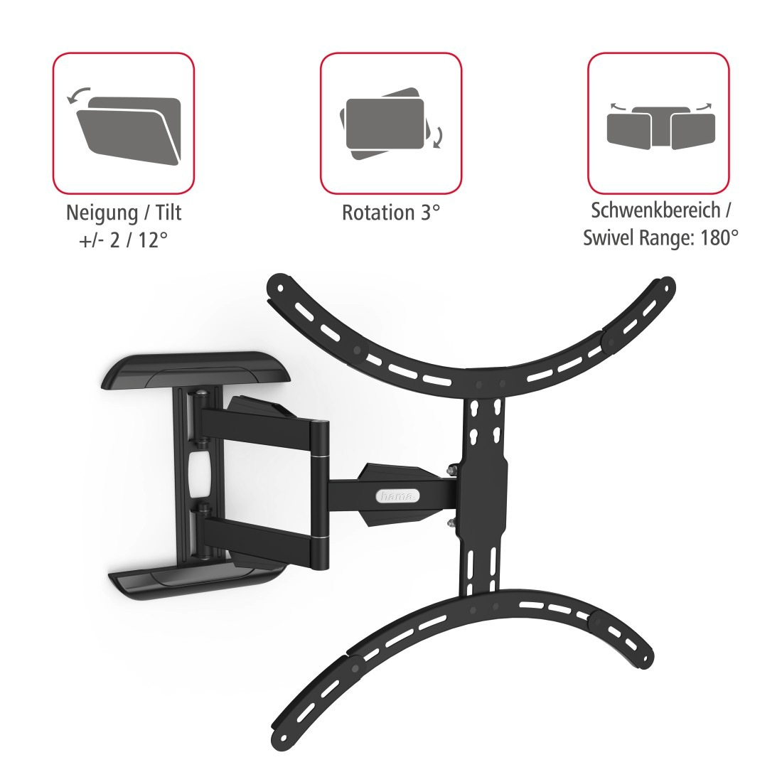 Hama TV-Wandhalterung »Halterung, schwenkbar, neigbar, ausziehbar von 94 - 191 cm (37" - 75")«, bis 191 cm Zoll, max. 45 kg
