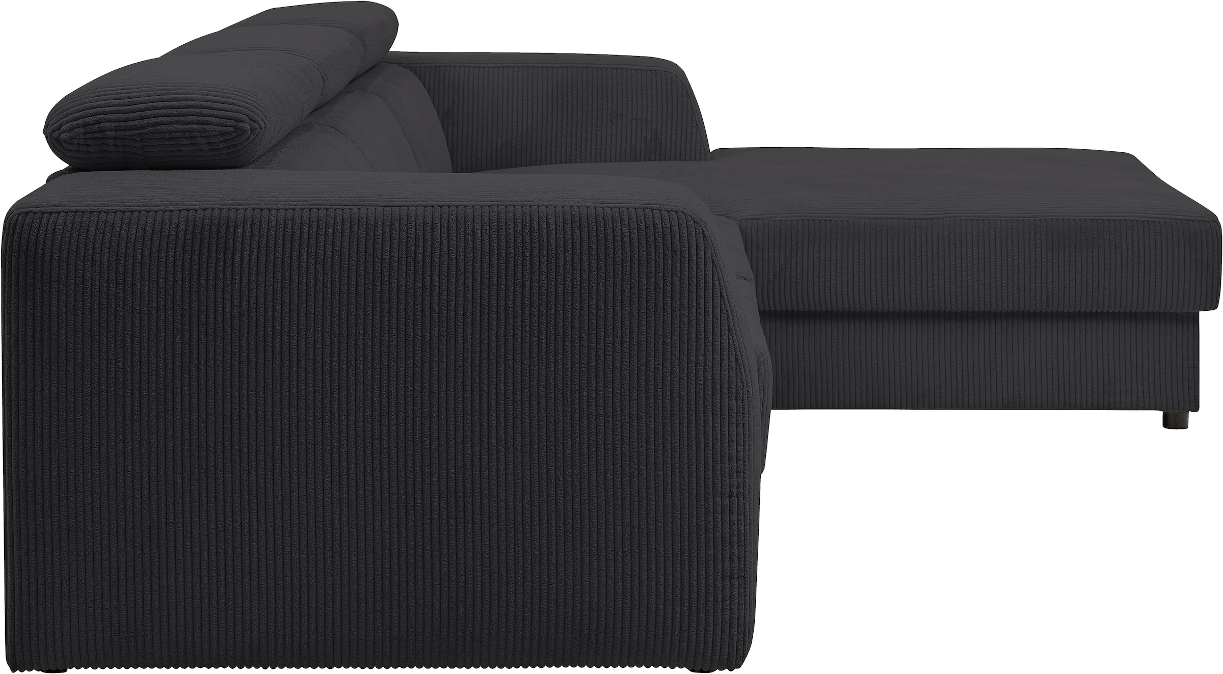 WERK2 Ecksofa »Cherry inkl. Kopfteilverstellung, Bett & Bettkasten, bequem, zeitlos« Cord, L-Form, XXL, Schlaffunktion, Bettkasten