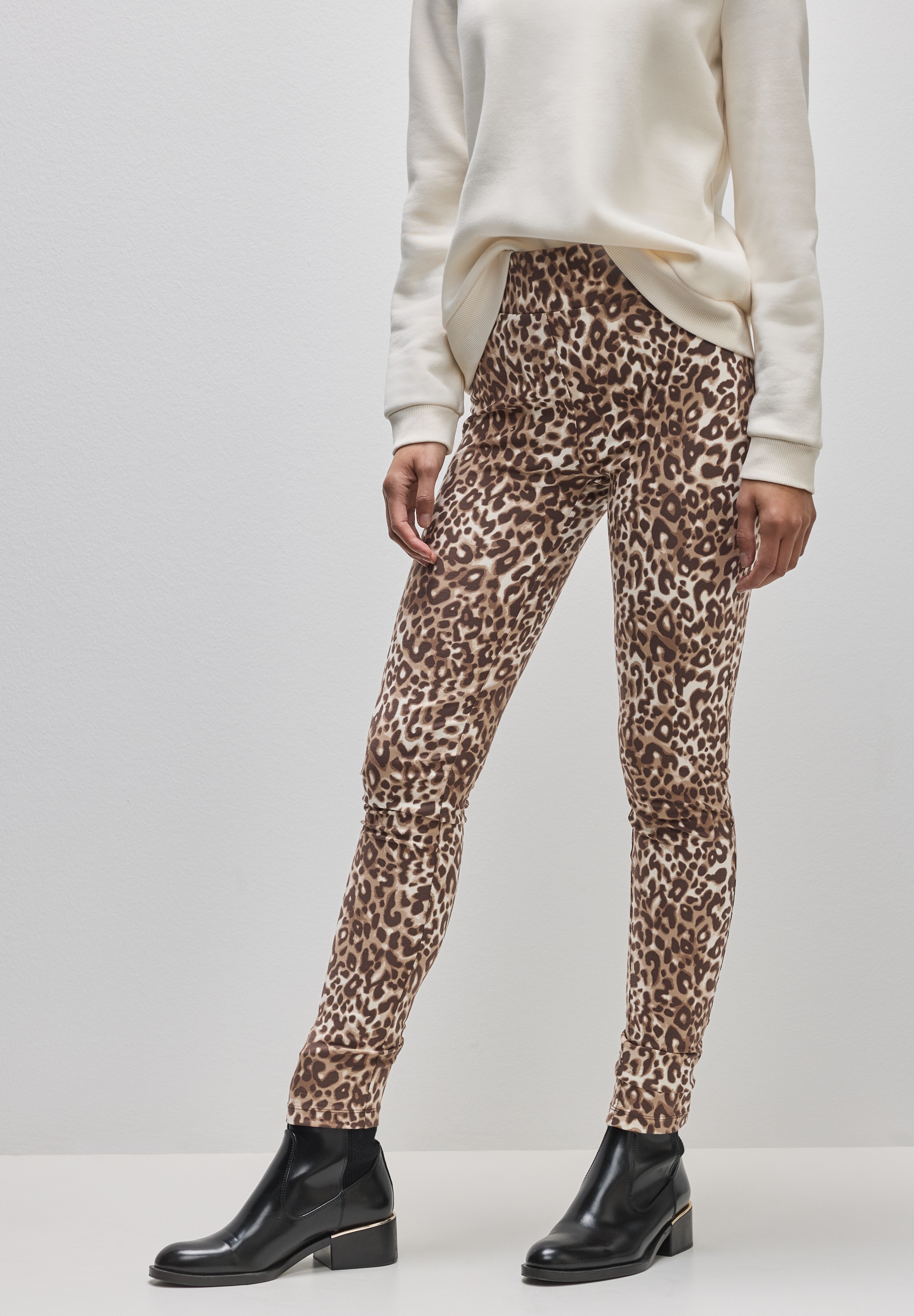 STREET ONE Damen Leggings, braun, Gr. 34, Web, 95% Baumwolle, 5% Elasthan, Hosen, aus Baumwolle mit Stretchanteil
