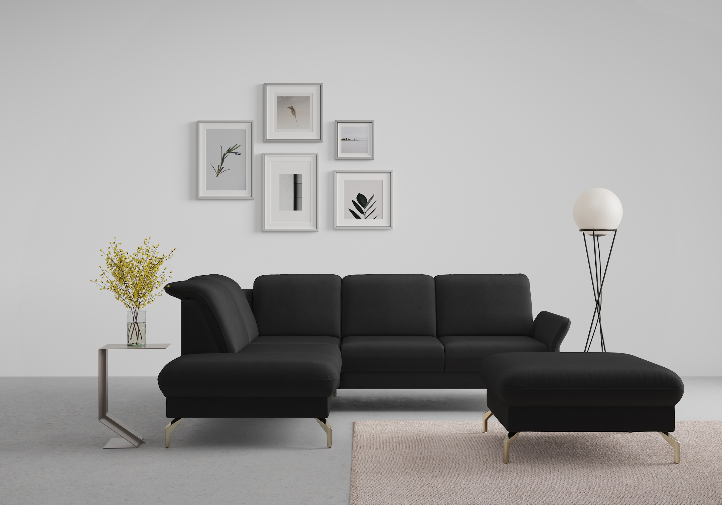 sit&more Ecksofa "Fashion L-Form" wahlweise mit Kopfteilverstellung, Vorziehsitz, motorisch, Nickelfüße