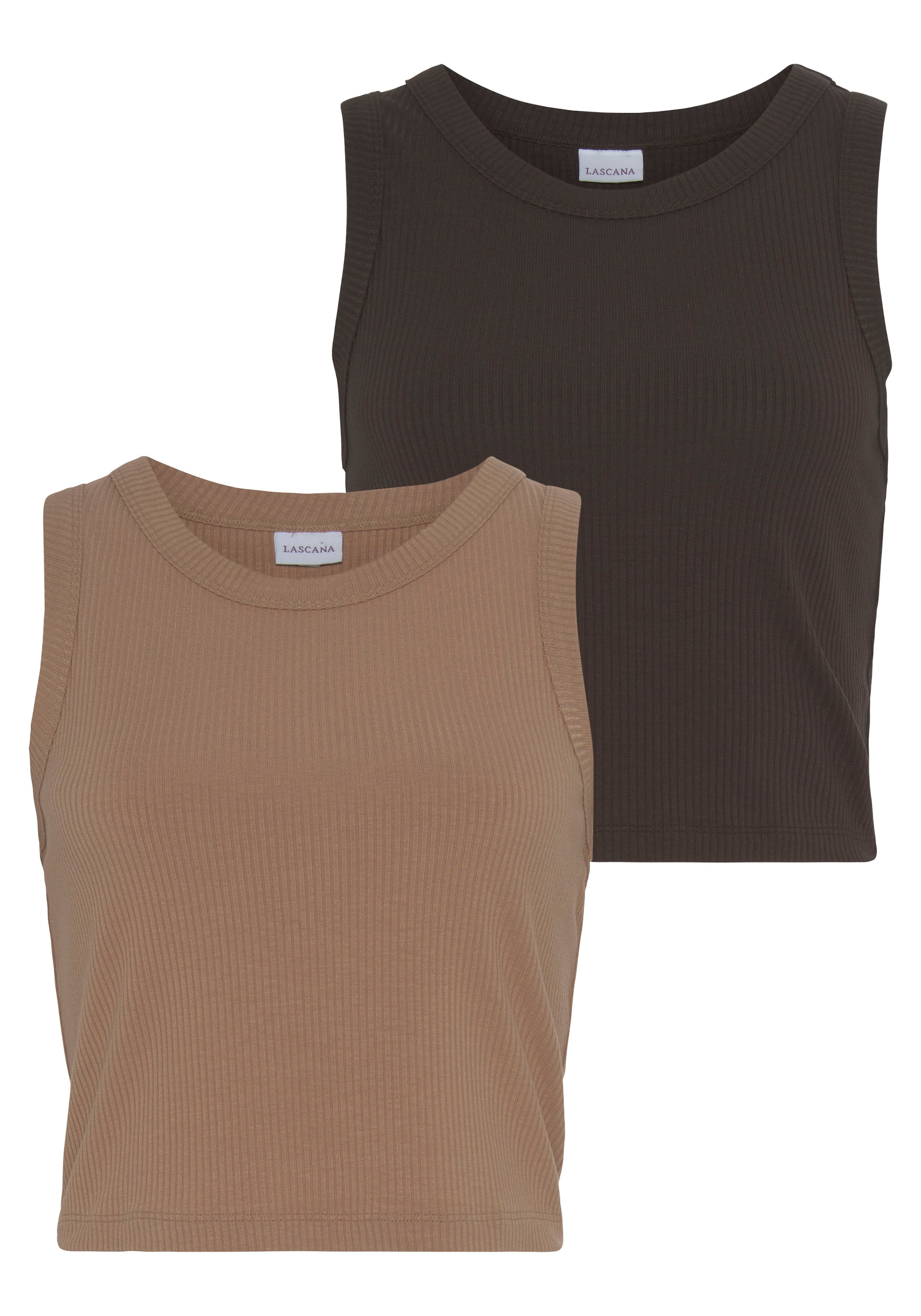LASCANA Crop-Top, aus weicher Rippware, sommerliche Basic Tops günstig online kaufen