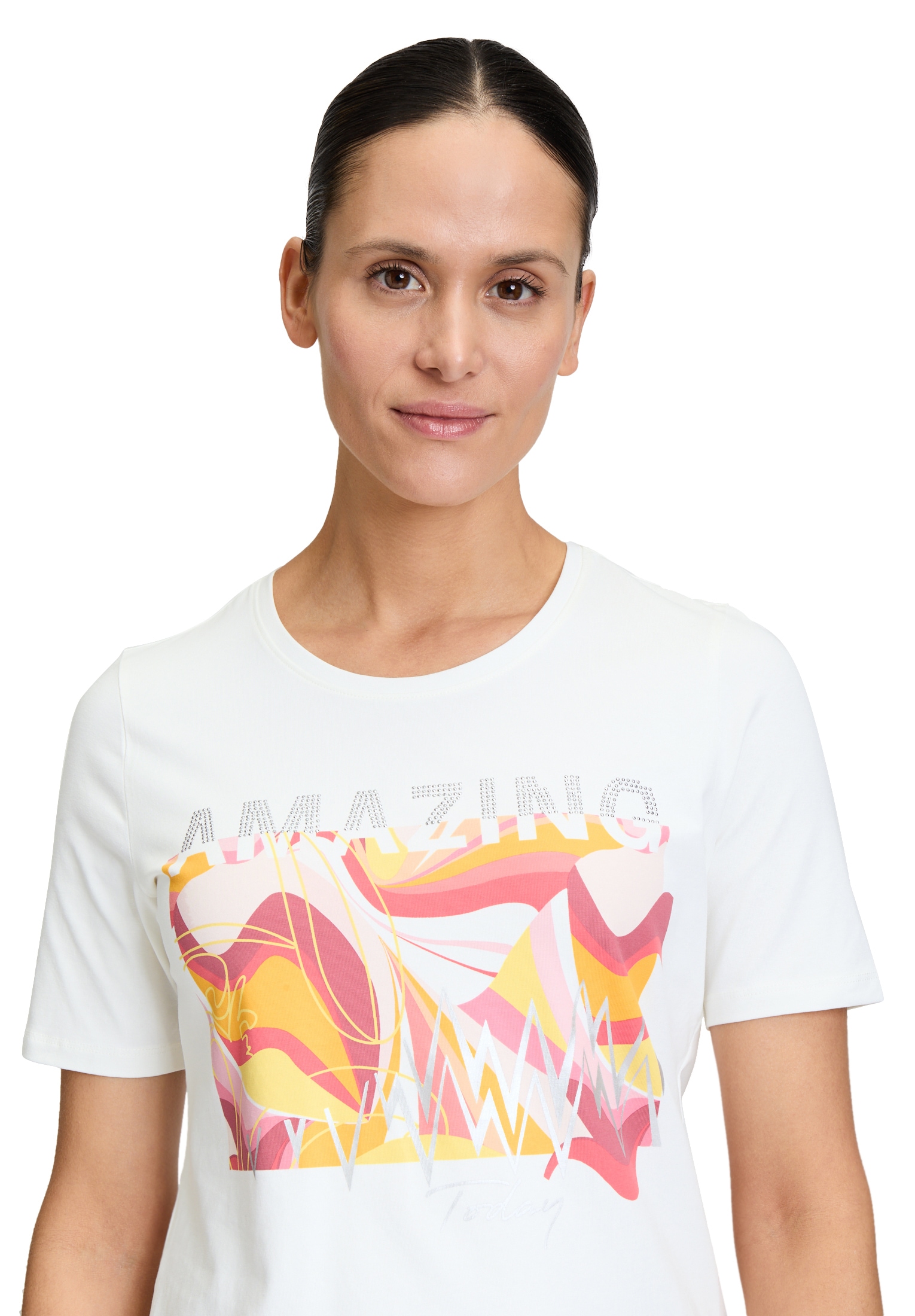 Betty Barclay Kurzarmshirt »Betty Barclay Damen Basic Shirt mit Placement«, (1 tlg.), Glitzersteine