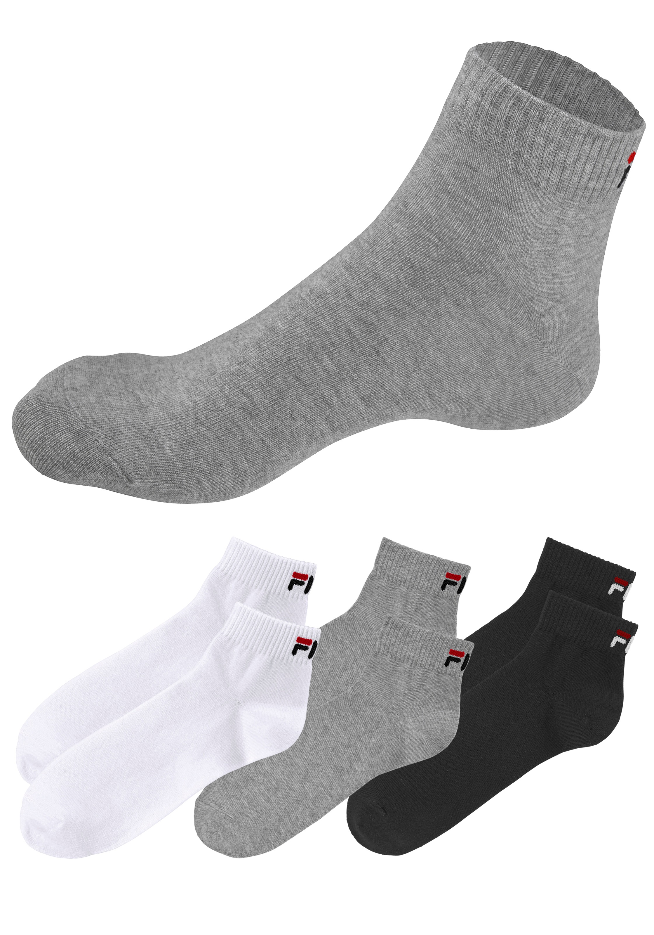 Fila Kurzsocken »UNISEX INVISIBLE PLAIN SOCKS«, (6 Paar), Baumwollmischung, Rippenbündchen, flache Zehennaht