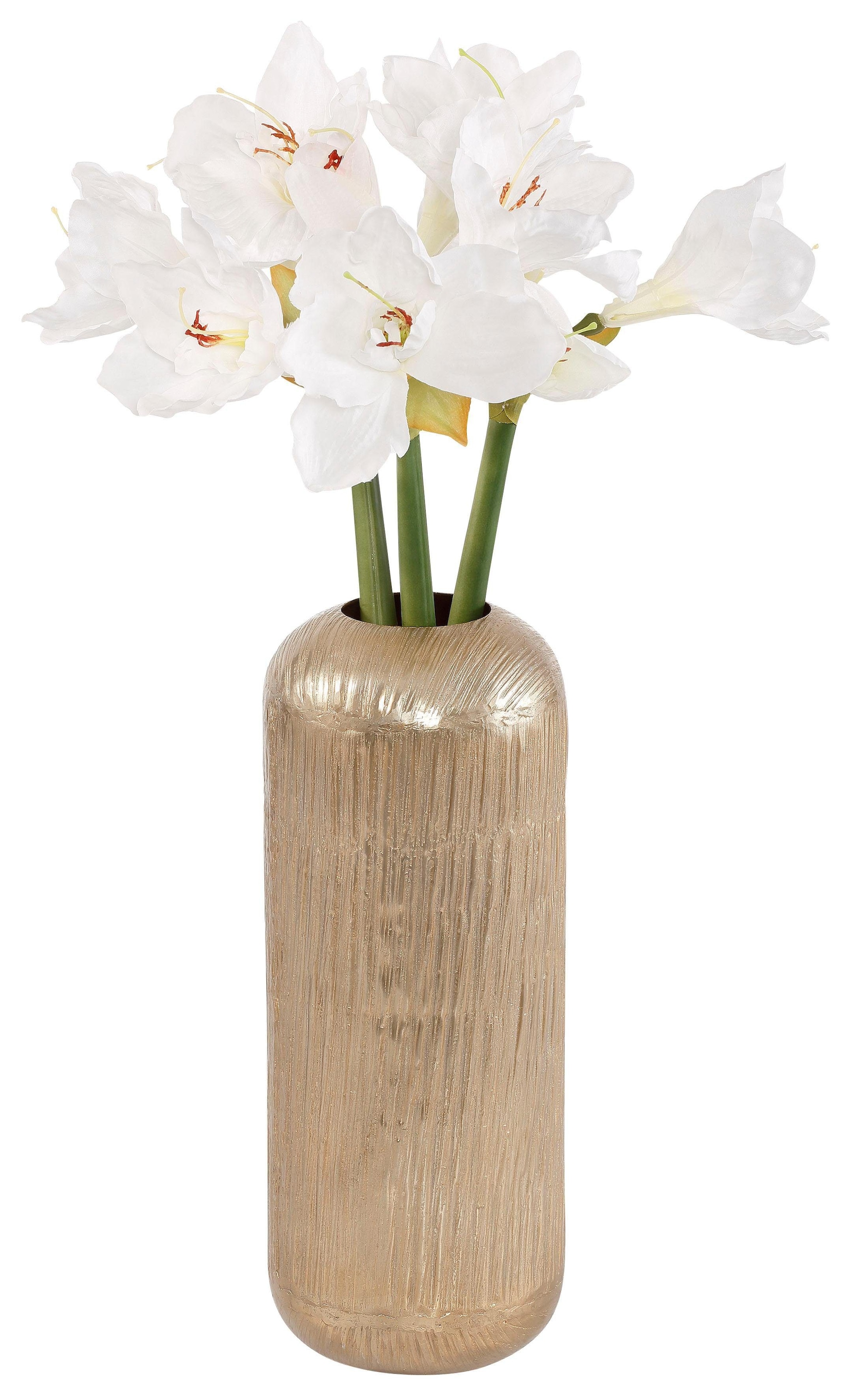 Creativ deco Dekovase »Weihnachtsdeko«, (Set, 4 St., 1 Vase, 3 Amaryllisstengel), mit hochwertiger Amaryllis