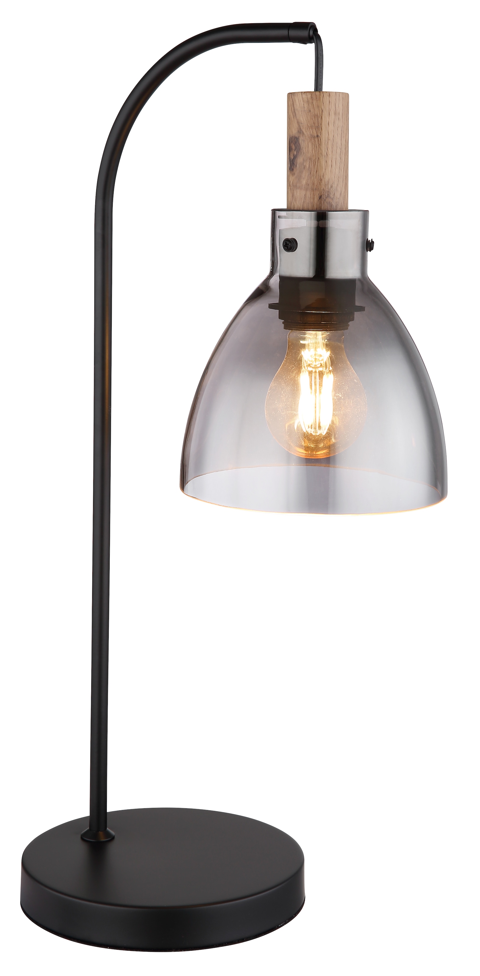 GLOBO LIGHTING Tischleuchte »MATTEA«, Leuchtmittel E27 | ohne Leuchtmittel, Tichlampe/Glas rauchfarben/Schlafzimmer/Wohnzimmer/Flur
