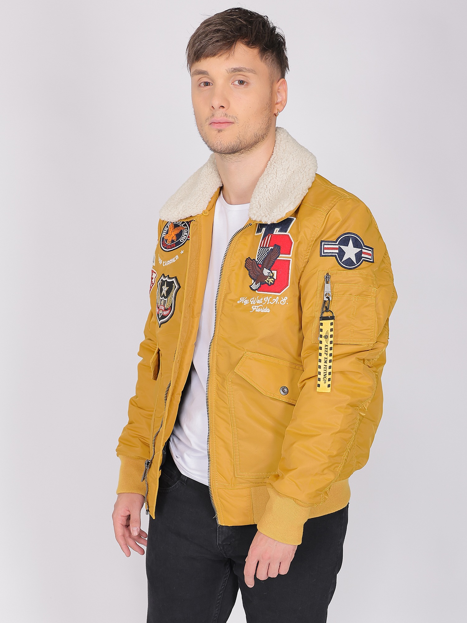 Bomberjacke TOP GUN "TG23002", Herren, Gr. 56XXL, gelb, Obermaterial: 100% Polyamid; Futter, Wattierung, Strick, Kunstfell: 100% Polyester, Jacken Bomberjacke 2