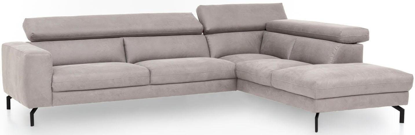 Places of Style Ecksofa »Olanta, modern und bequem, Breite 305cm, Fuß 16cm hoch, L-Form«, mit verstellbaren Kopfstützen