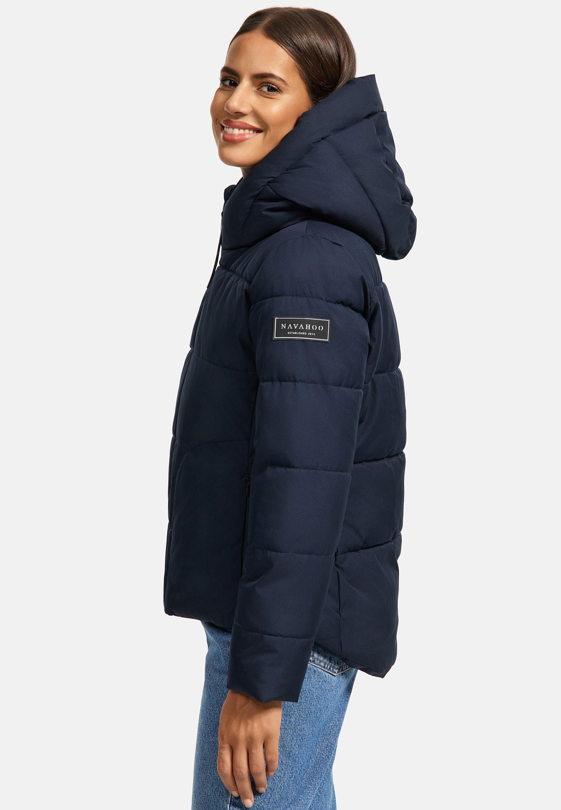 Navahoo Steppjacke »Lachperle XIV«, mit Kapuze, Kurze gesteppte Damen Winterjacke mit hohem Kragen und Kapuze