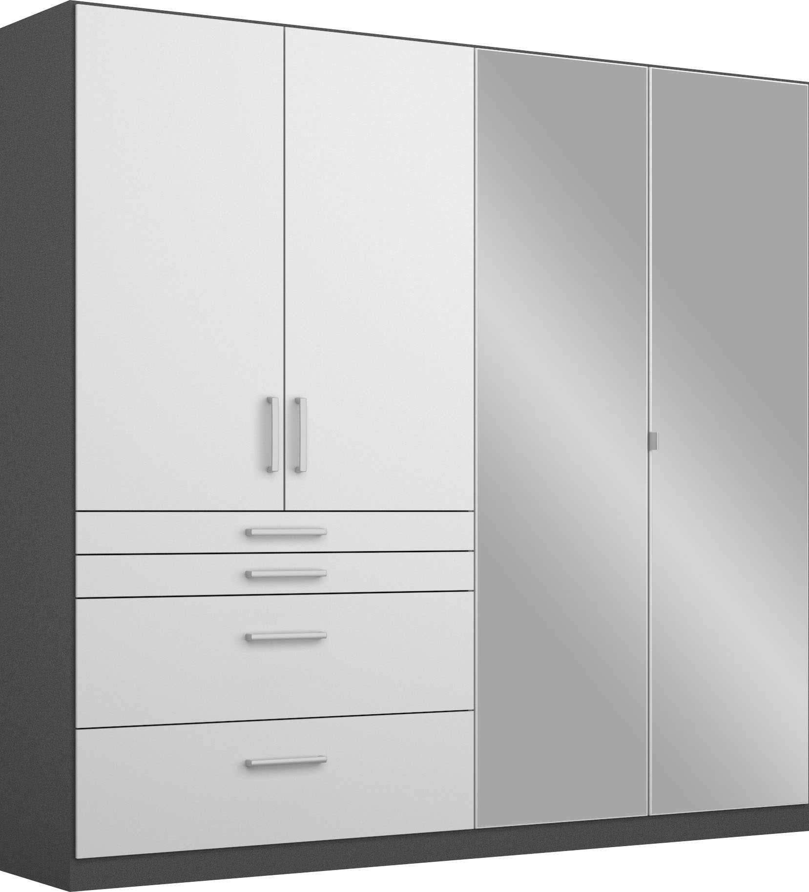 rauch Drehtürenschrank "Kleiderschrank Schrank Garderobe Garderobenschrank HOMBURG" mit Spiegel, oberer Schubkasten mit Einteilung MADE IN GERMANY
