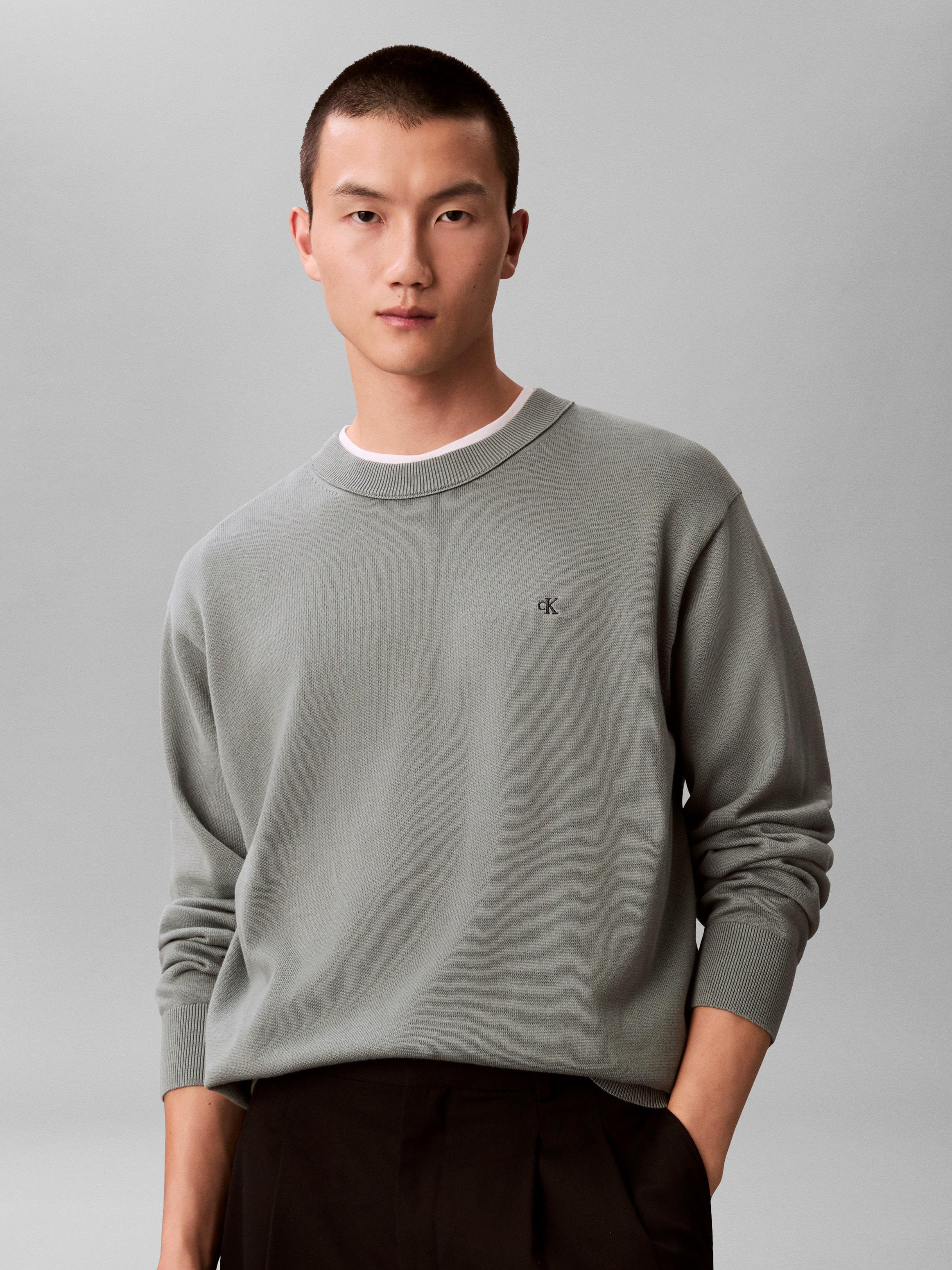 Calvin Klein Jeans Strickpullover »LS EZ COTTON CREWNK SWEATER 12GG« Mit Rundhalsausschnitt