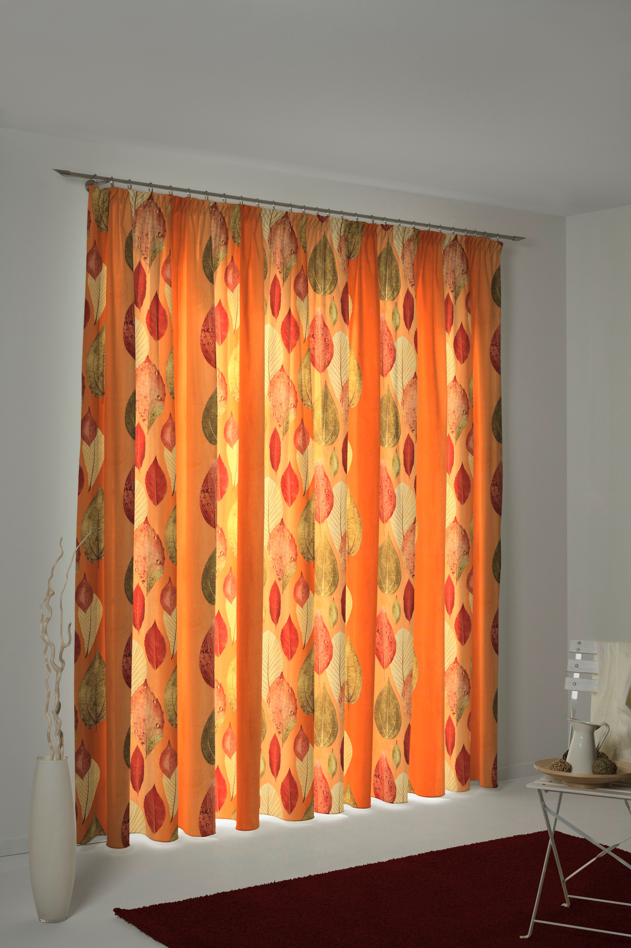 Vorhang WIRTH, B:145cm H:255cm, orange, Polyester, Wohnzimmer, Gardinen, "Marek"