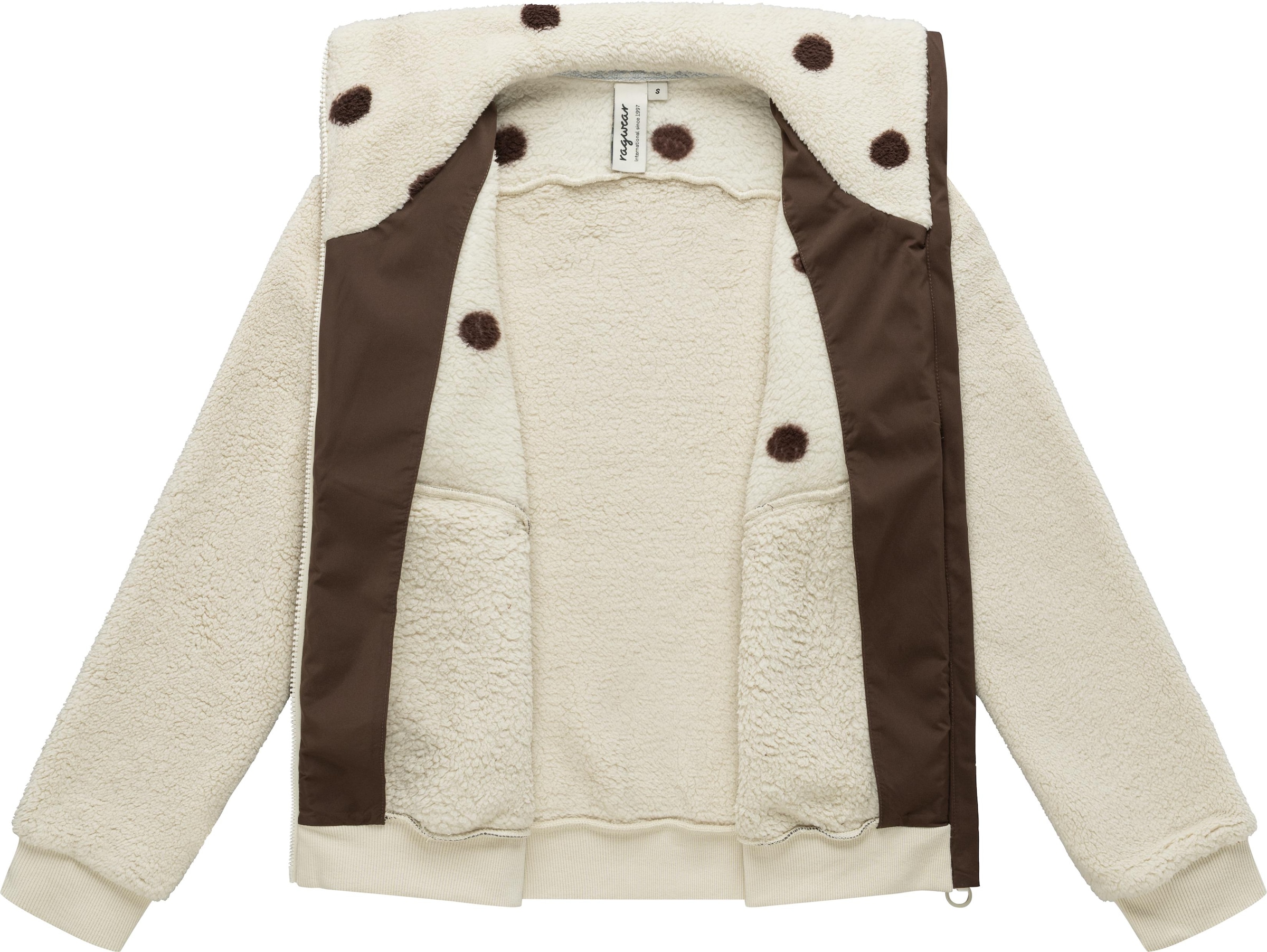 Ragwear Fleecejacke »Madaras Print Y« ohne Kapuze Leichte Plüschjacke im Materialmix, winddicht