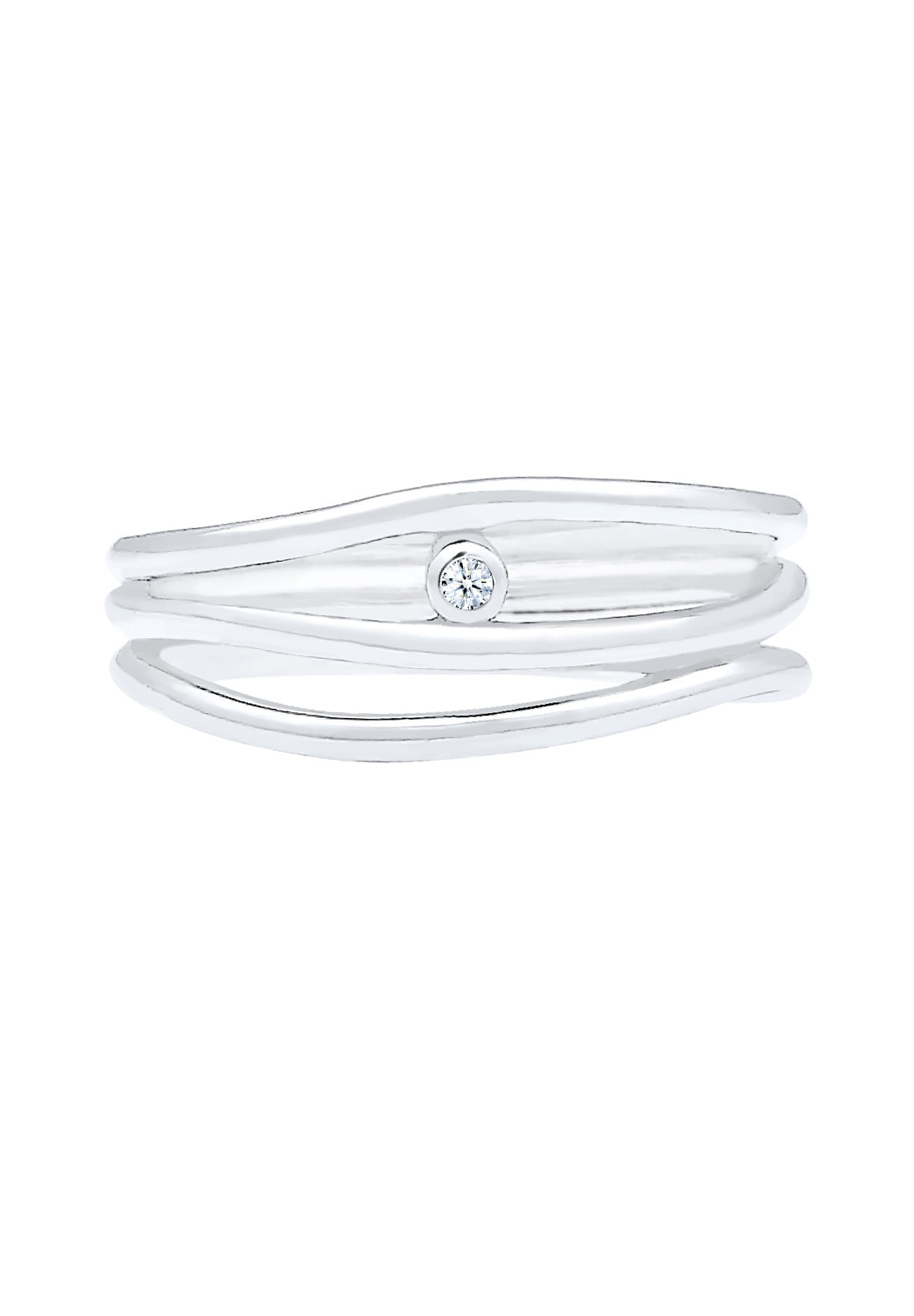Elli DIAMONDS Diamantring »Wickelring Asymmetrisch Diamant (0.015ct.) Silber«