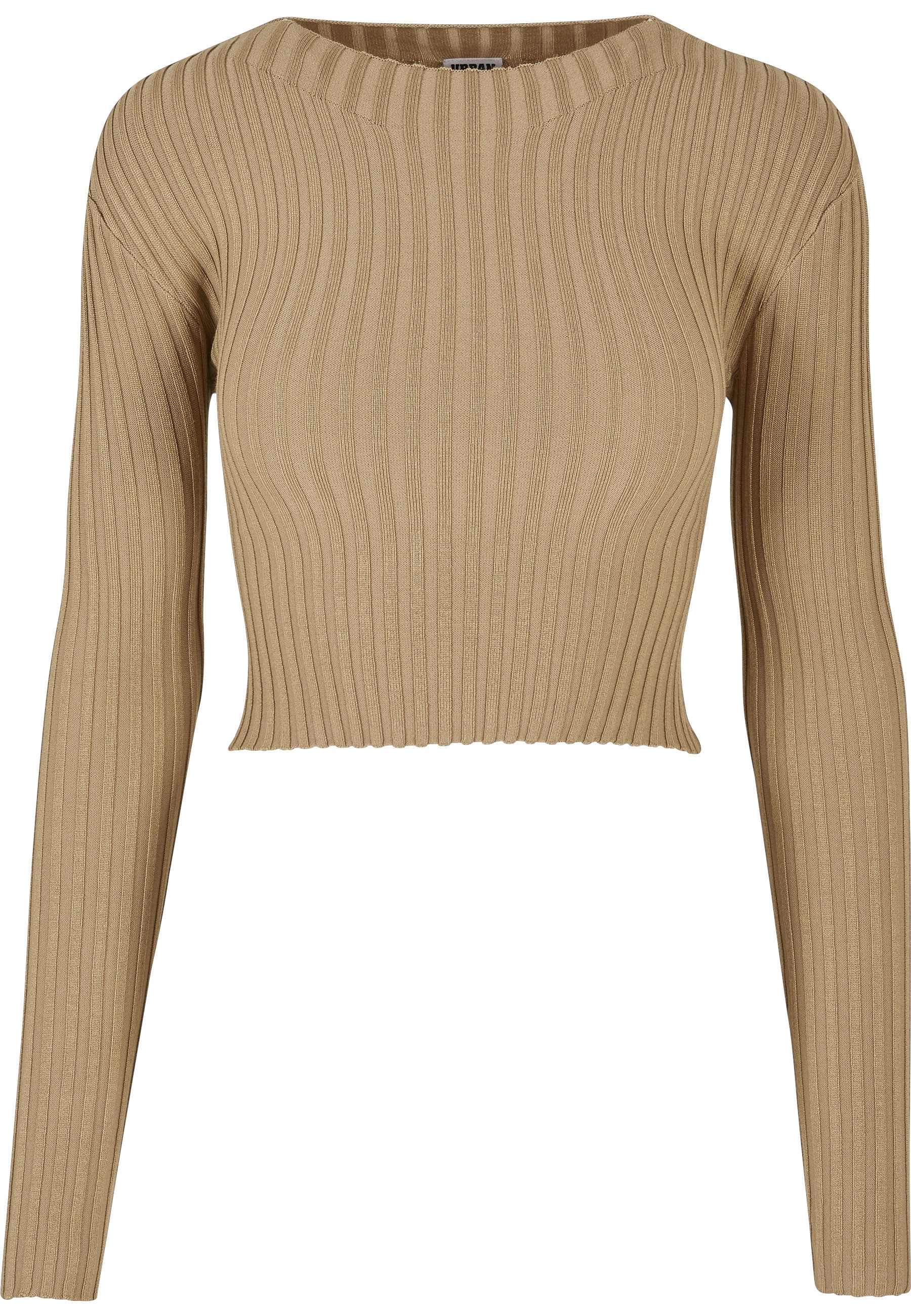 URBAN CLASSICS Rundhalspullover "Urban Classics Damen Ladies Short Rib Knit Twisted Back Sweater" 1