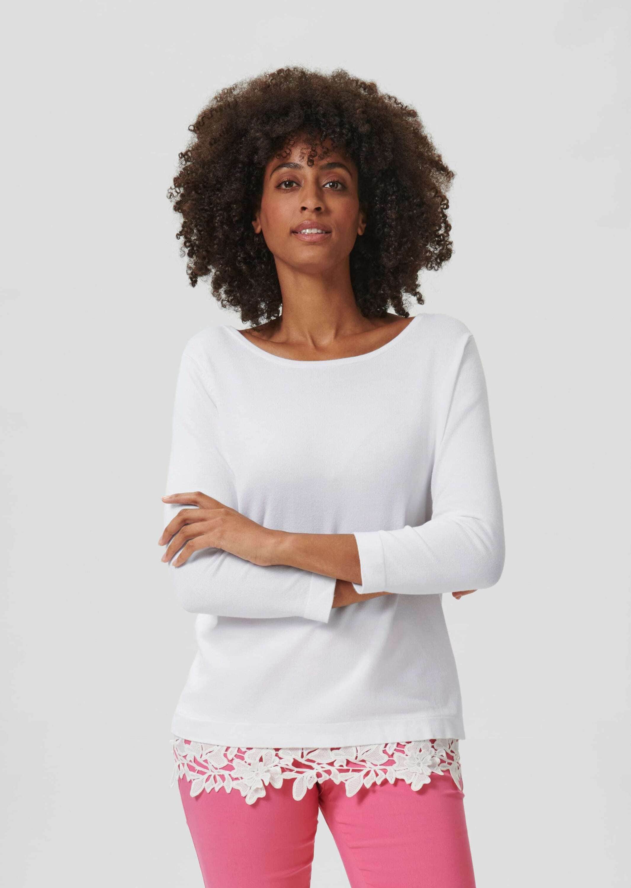 MADELEINE Longpullover »Pullover Pullover mit Spitzensaum«