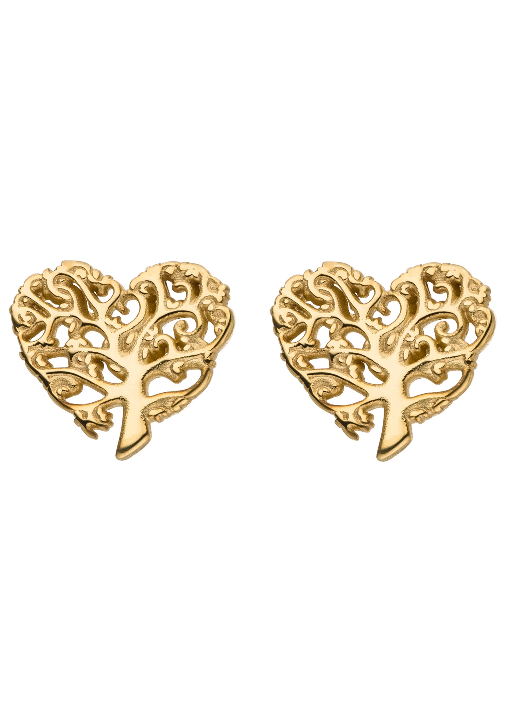 JOBO Paar Ohrstecker »Herzförmiger Lebensbaum« 375 Gold 8 mm