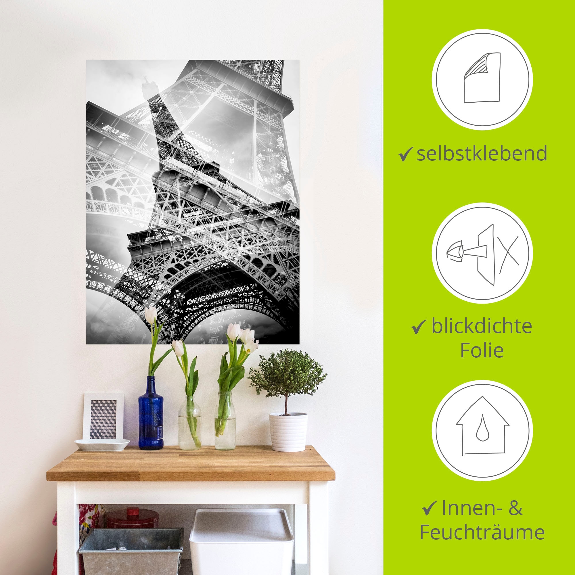 Artland Wandbild »Der doppelte Eiffelturm«, Gebäude, (1 St.), als Alubild, Outdoorbild, Poster, Wandaufkleber in verschied. Größen