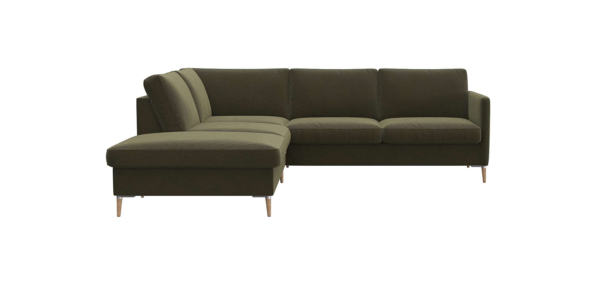 FLEXLUX Ecksofa "Fiore, L-Form, super bequem durch Kaltschaum im Sitz" schmale Armlehnen, Füße Alu/Eiche, B/T 234/225 cm