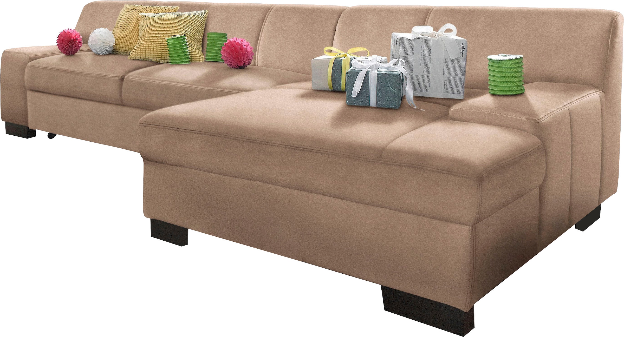 DOMO collection Ecksofa "Norma, elegant & modern, mit flachen Armlehnen, Br günstig online kaufen