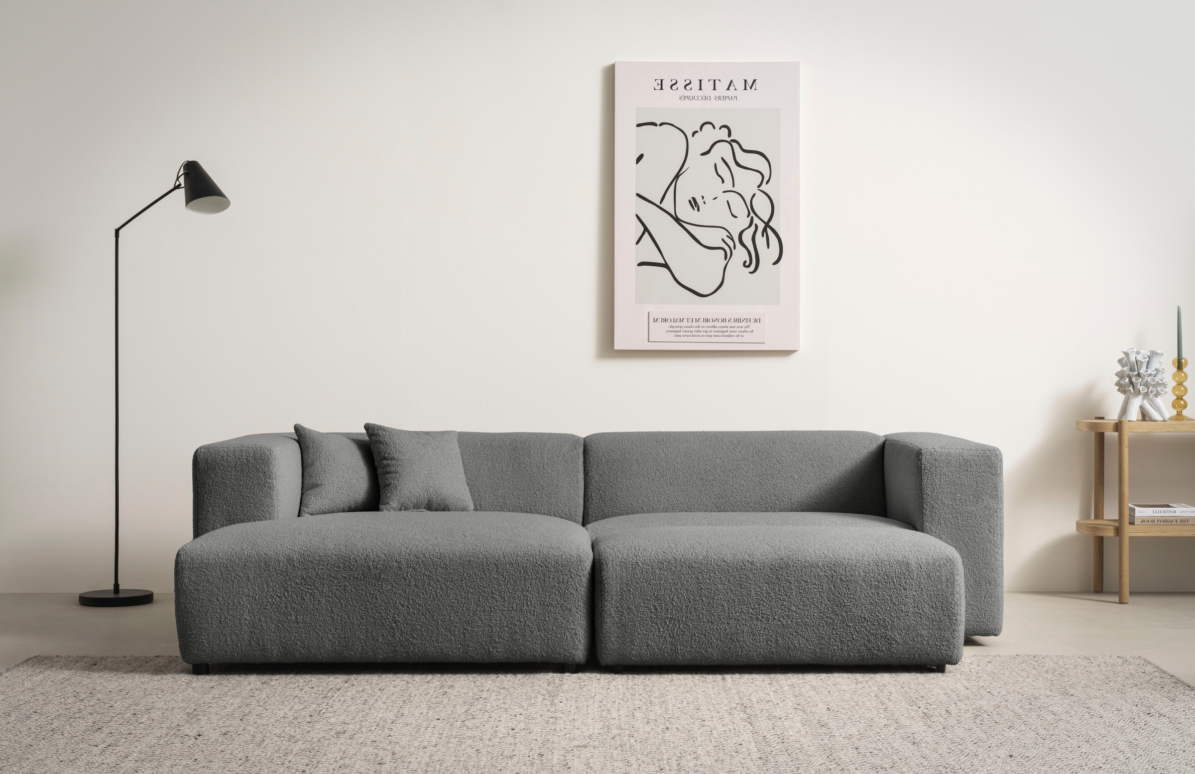 andas Polsterecke »BAKELS, Ecksofa-Set mit Hocker, L-Form mit Schlaffunktion«, Ecksofa-Set (incl. Hocker) im trendigen Megacord