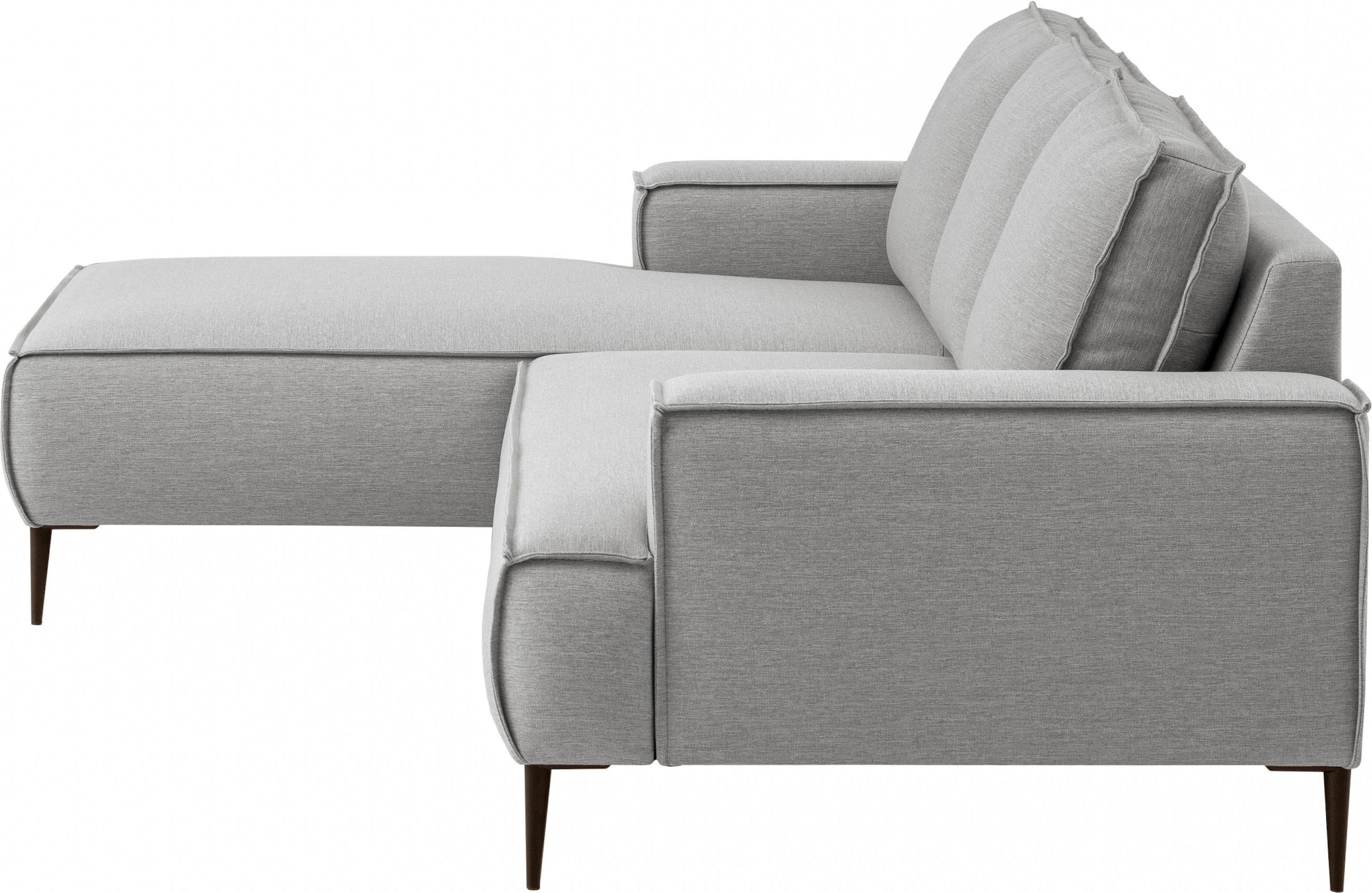 andas Ecksofa »TVINNU, L-Form, 275cm, in Cord und Flachgewebe«, wahlweise Recamiere rechts/links, schwarze Füße, bequemer Sitzkomfort
