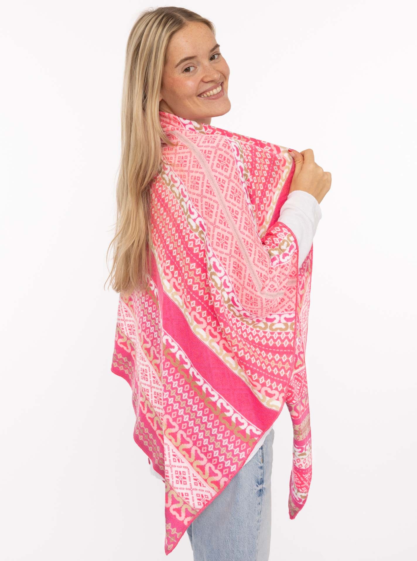 Zwillingsherz Dreieckstuch ""Maralda"" farbenfrohes Muster, wärmend, Strick günstig online kaufen