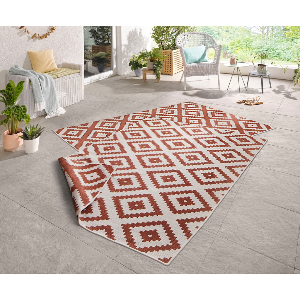 NORTHRUGS Teppich »Malta Wendeteppich«, rechteckig, In-& Outdoor, Wetterfest, Balkon, Rautenmuster, Wohnzimmer,Wasserfest