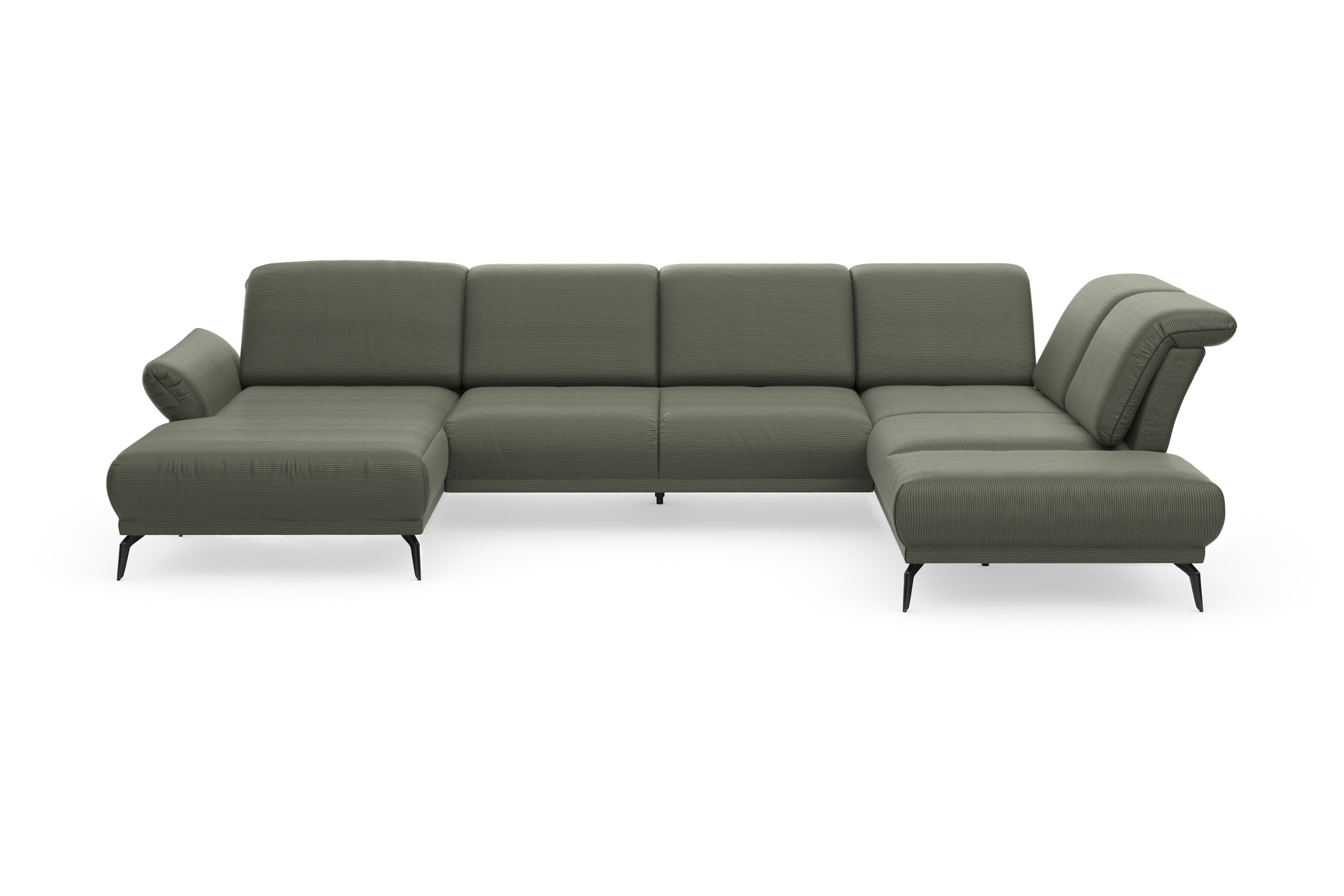 INOSIGN Wohnlandschaft »Coco U-Form«, Sitztiefen-, Arm- und Kopfteilverstellung, Cord-Bezug, Fußhöhe 15 cm