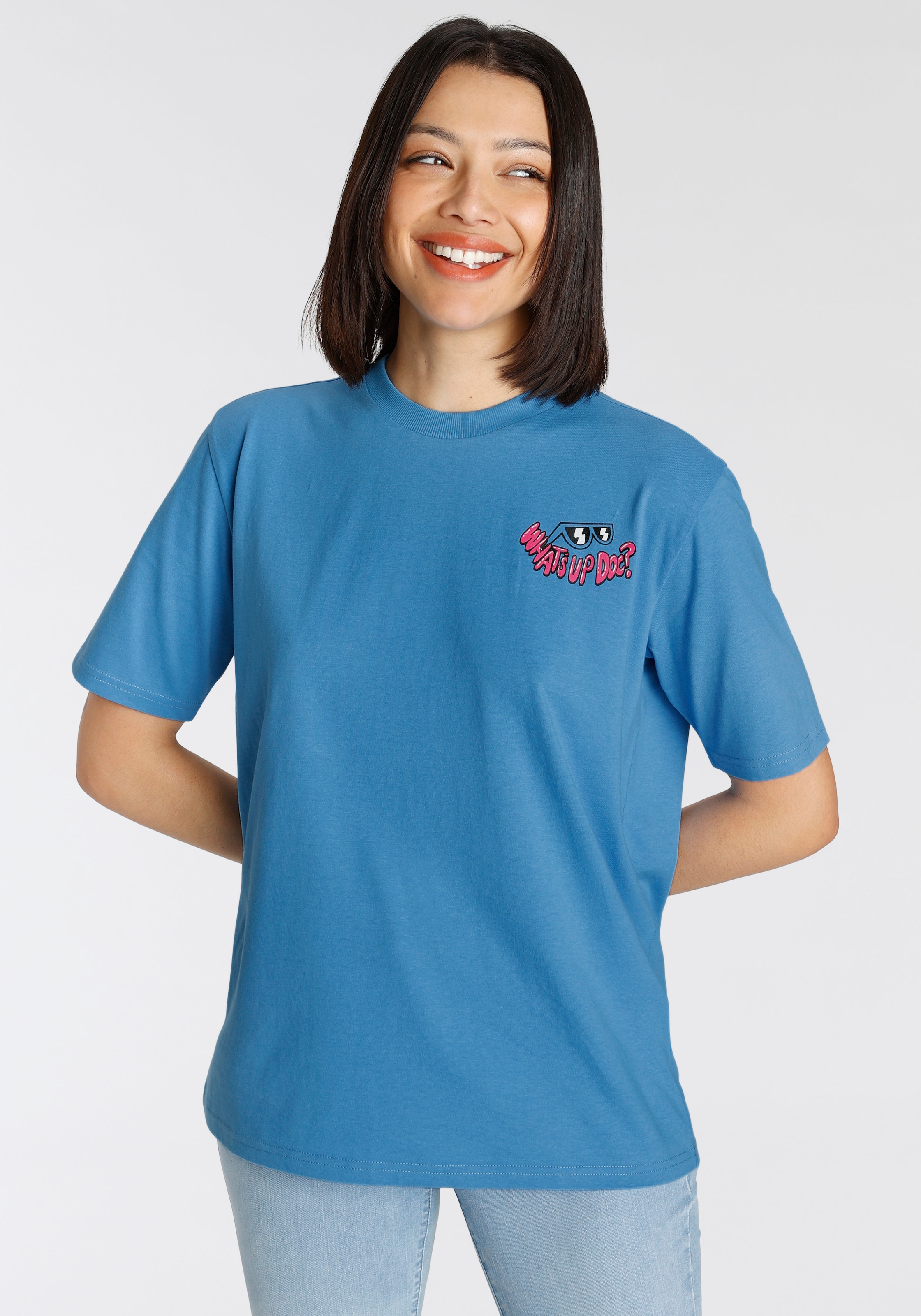 Oversize-Shirt, | für kaufen BAUR mit AJC Rippen-Rundhalsausschnitt modisch breitem