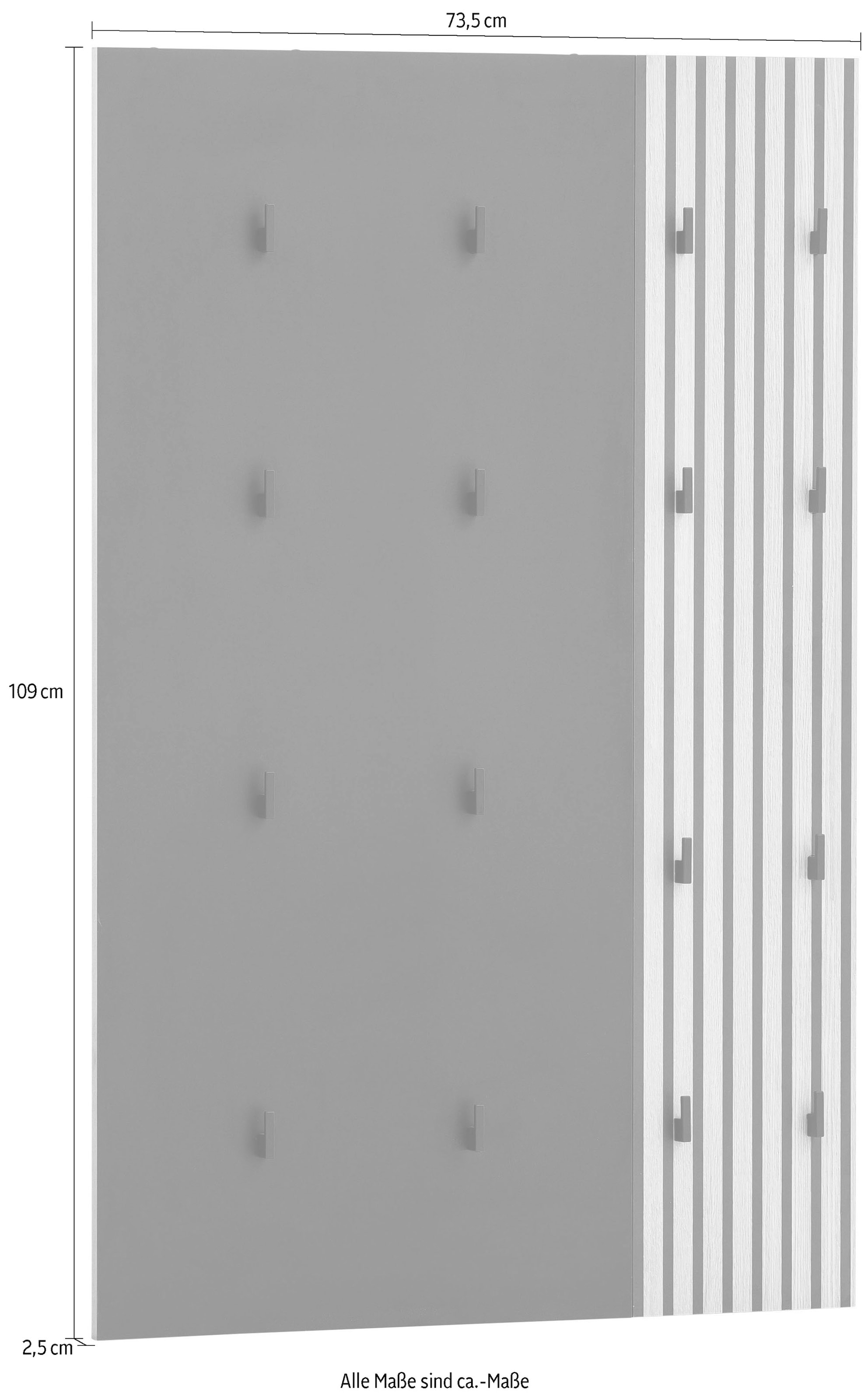 Schildmeyer Garderobenpaneel »Alexa, Breite 73 cm«, Mit Akustikprint, 16 Kleiderhaken