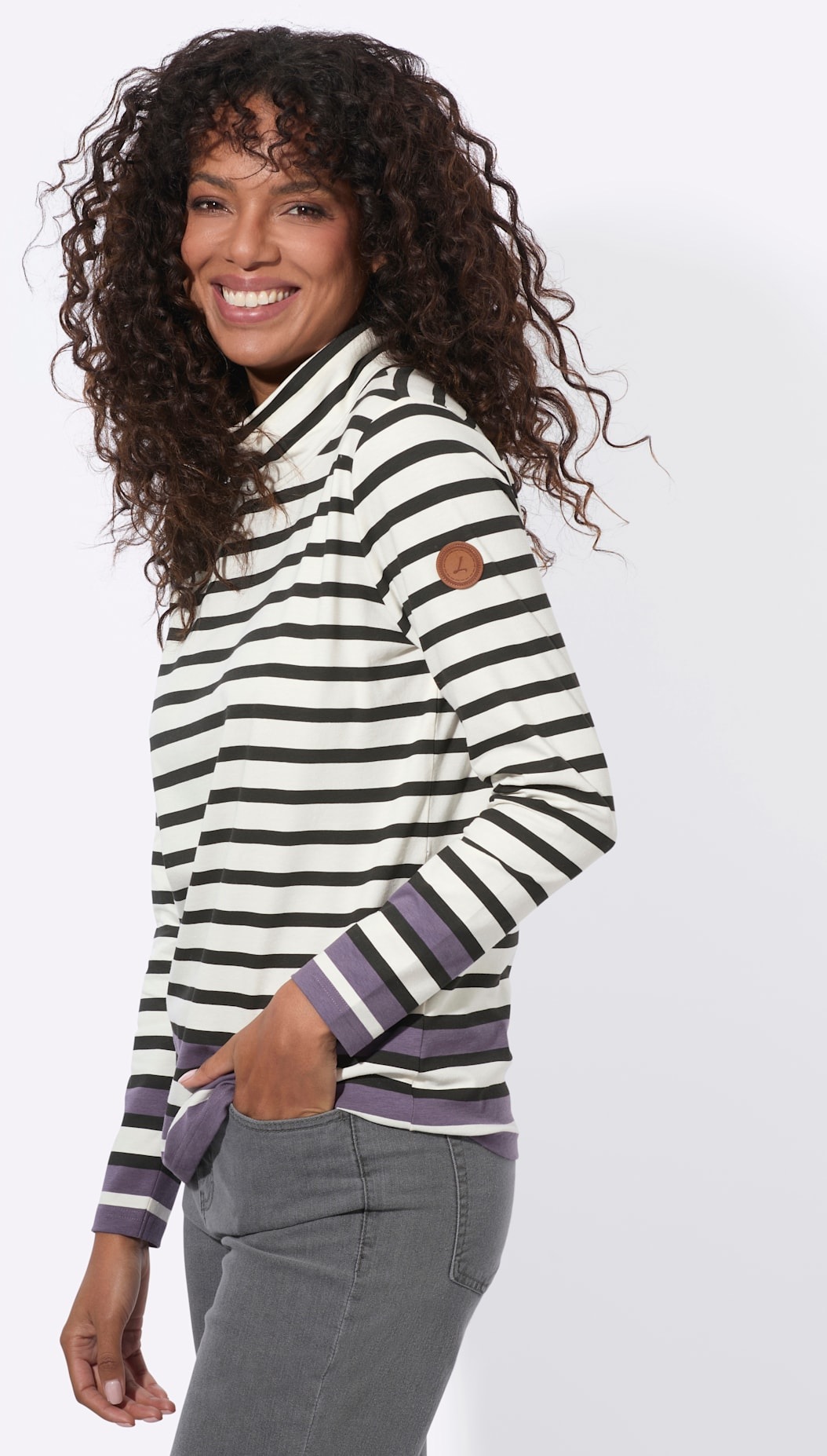 Casual Looks Rollkragenshirt »Ringelshirt« 1