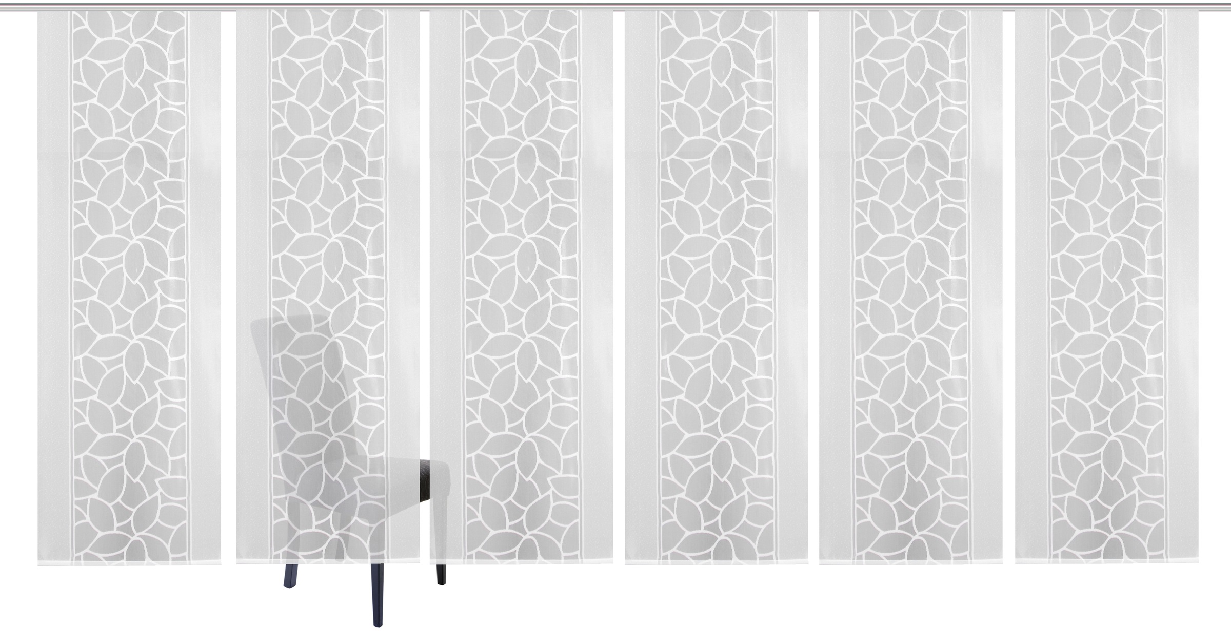 Thumbnail - HOME WOHNIDEEN Schiebegardine "JENNA" Klettschiene 6 Stk. tlg. Schiebevorhang Jacquard Set