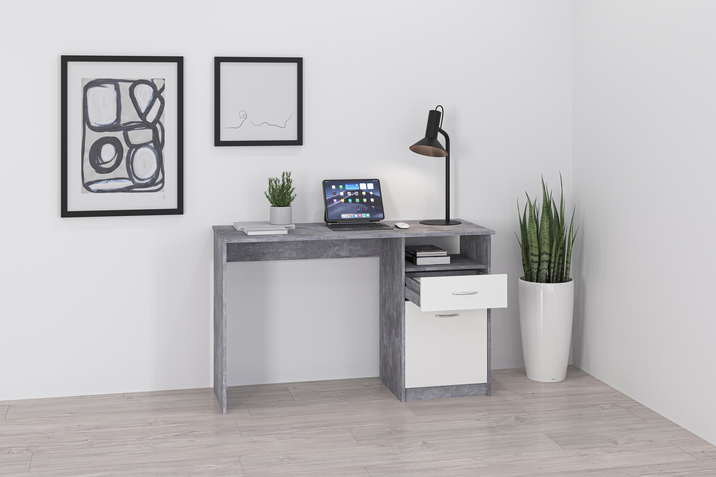 FMD Schreibtisch "Jackson" Bürotisch mit 1 Schubkasten und 1 Tür, 123 cm br günstig online kaufen