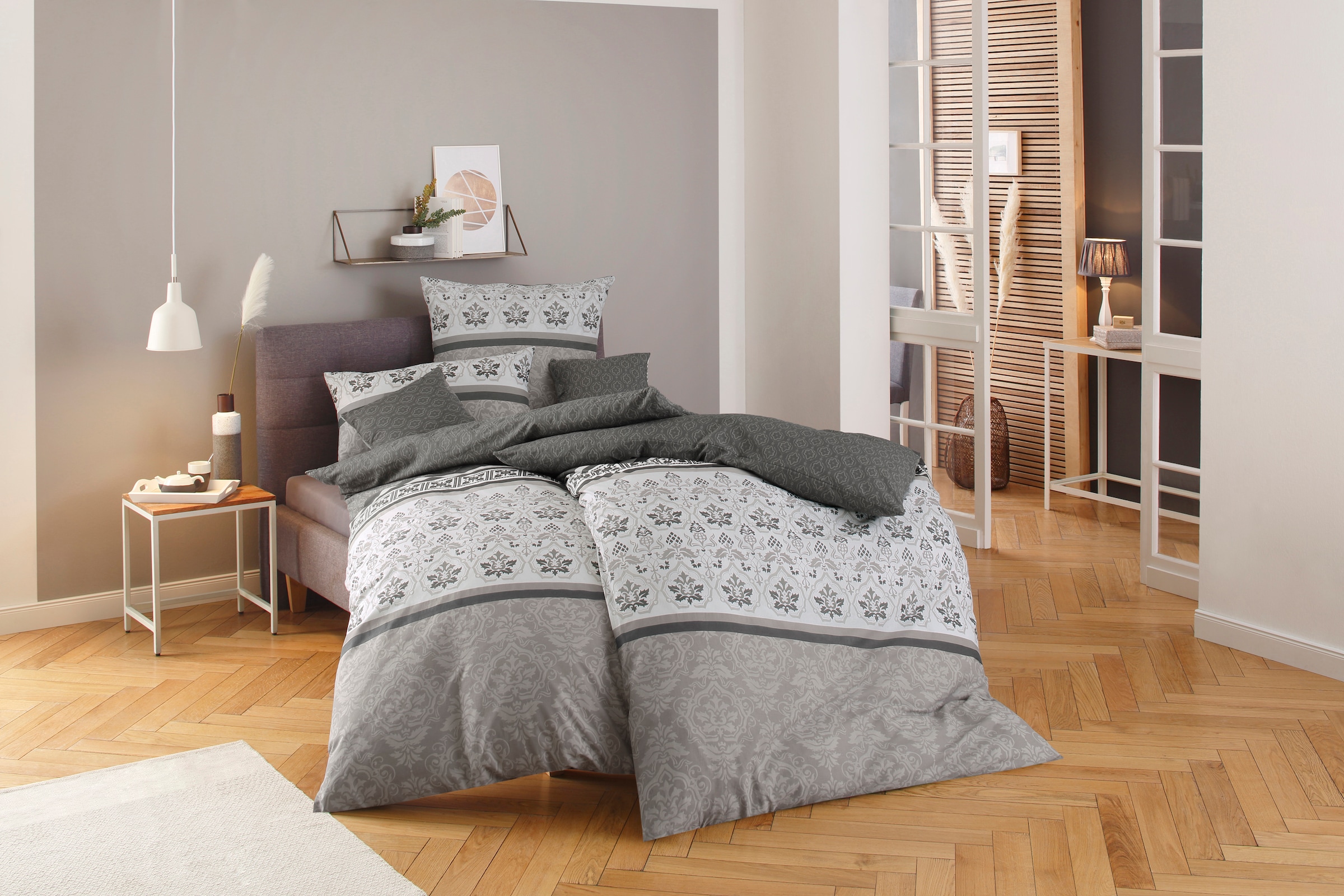 Home affaire Bettwäsche »Cremona in Renforcé, Biber (Flanell) und PolyCotton Qualität, romantisch, verspielte Ornamente, geeignet im Winter & Sommer, Landhausstil«, (2 tlg.)