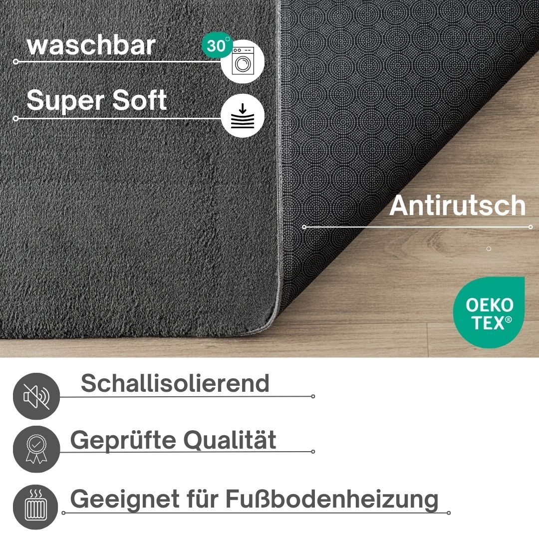 Thumbnail - my home Teppich "Arabell, Kunstfellteppich, Felloptik, waschbar," rechteckig 16 mm Höhe flauschig, kuschelig, Anti-Rutsc...