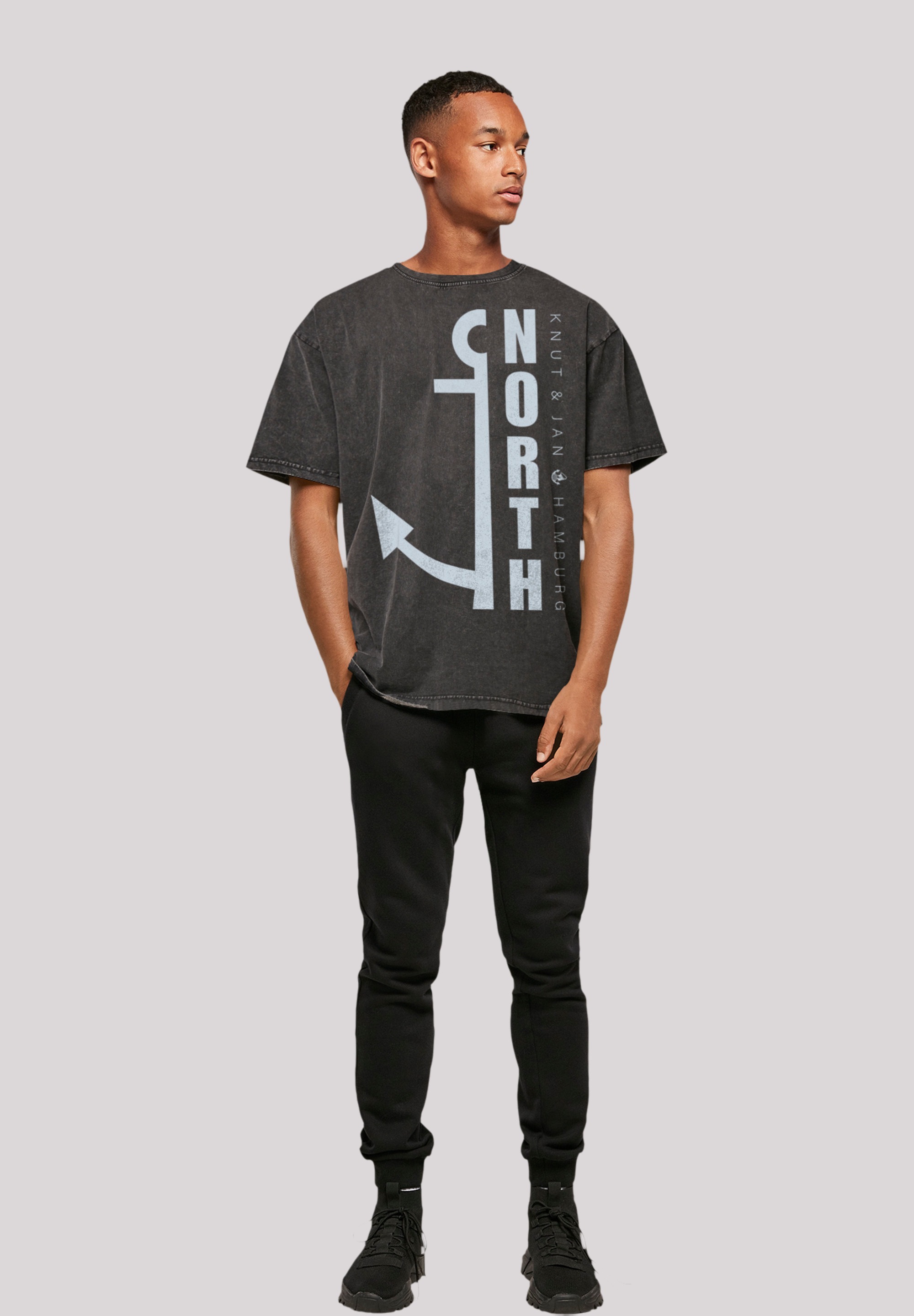 F4NT4STIC T-Shirt »North Anker Knut & Jan Hamburg Blau«, Print