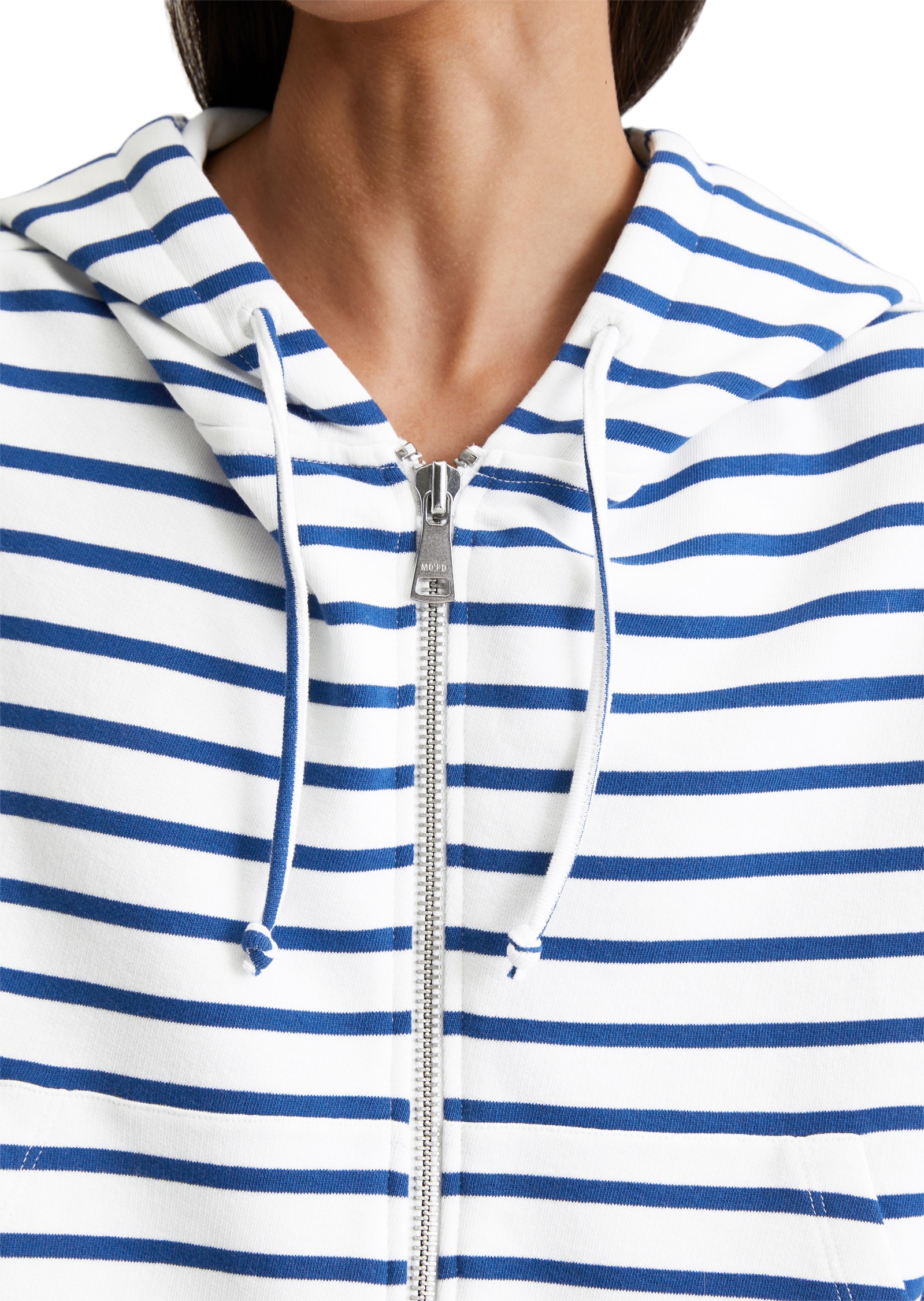 Thumbnail - Marc OPolo DENIM Kapuzensweatjacke geringelt, relaxed fit, breite Bündchen