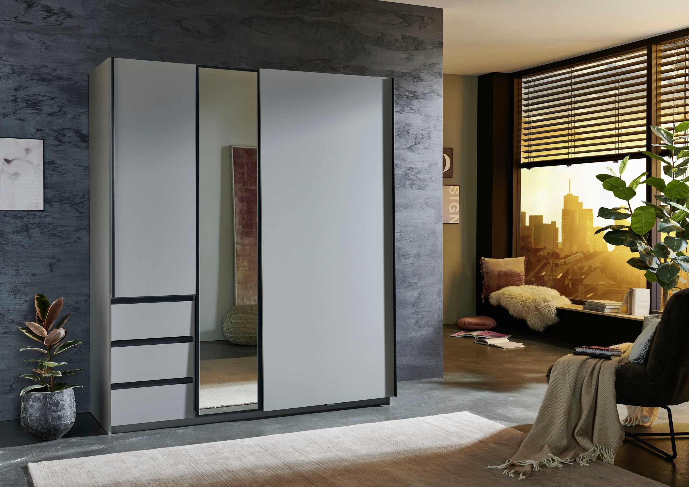 Wimex Schwebetürenschrank "Stade, B: 168cm, inkl. Spiegel und von außen bed günstig online kaufen