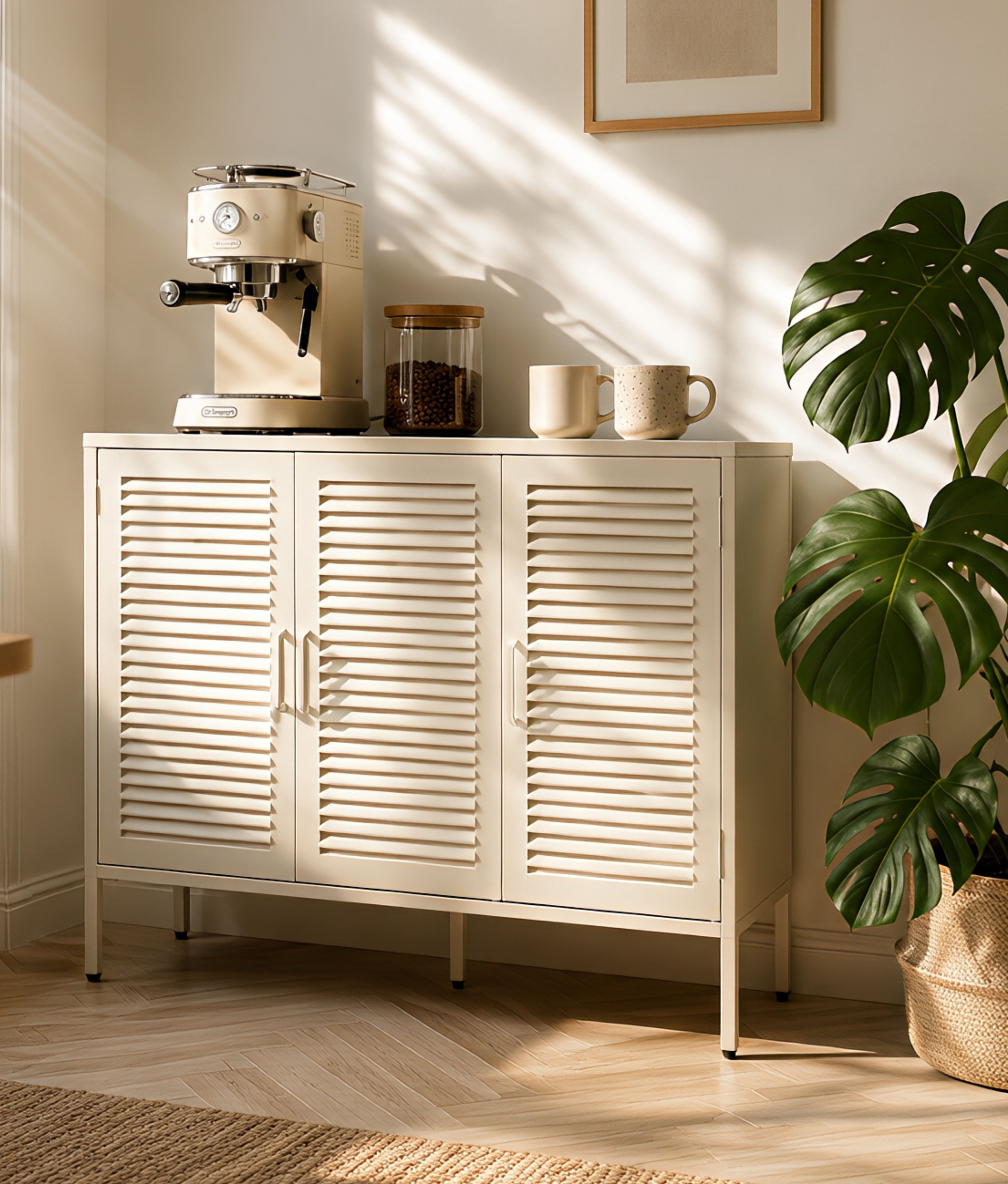 OTTO home Wäscheschrank »GERRON Sideboard Wäscheschrank Metallschrank« Schrank Anrichte Kommode Breite 120cm mit 3 Türen