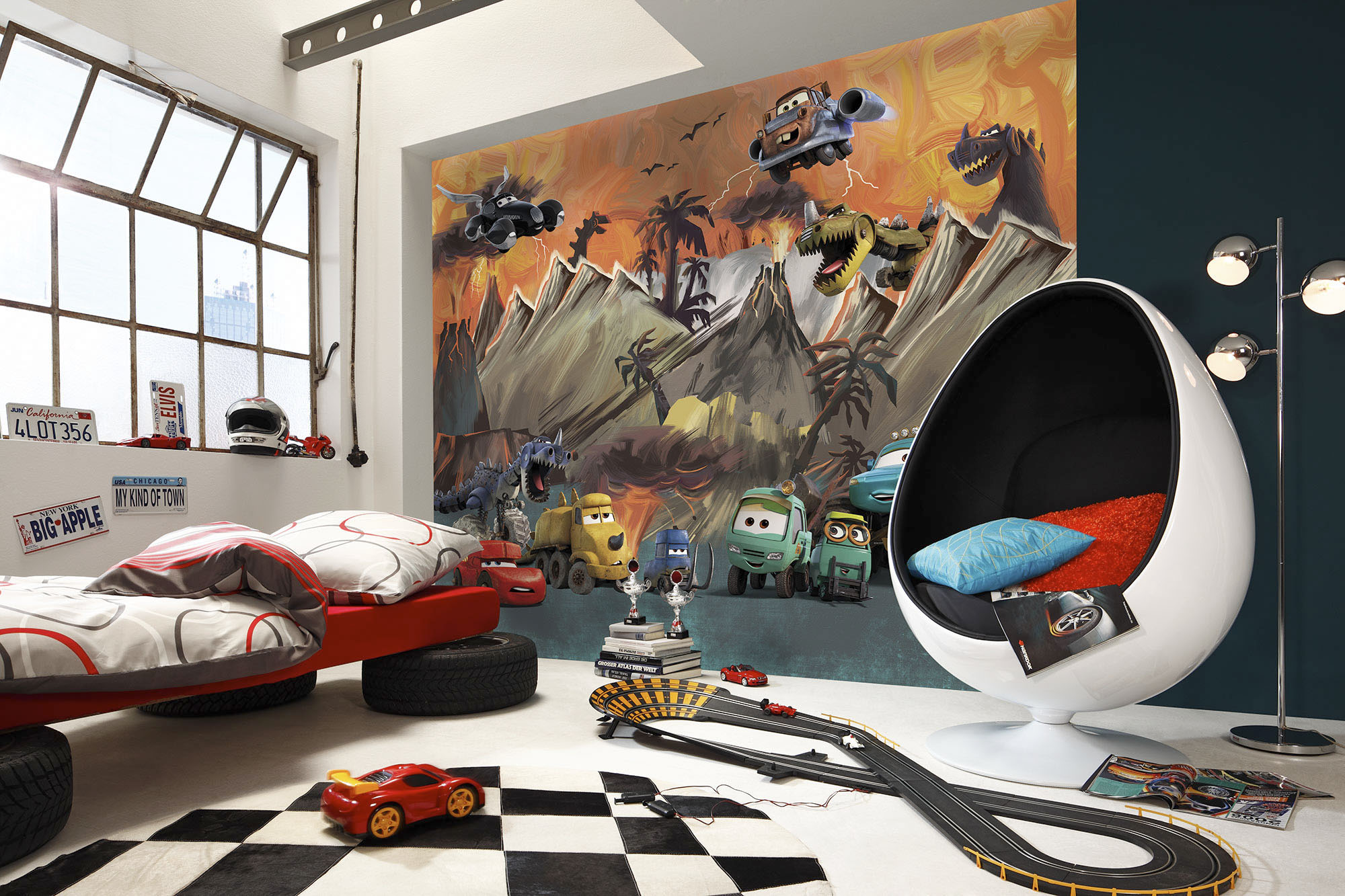 KOMAR Fototapete "Digitaldruck Vlies - Cars Carosaurus - Größe 300 x 250 cm", Rollen:, bunt, Schlafzimmer, Tapeten, Kinderzimmer
