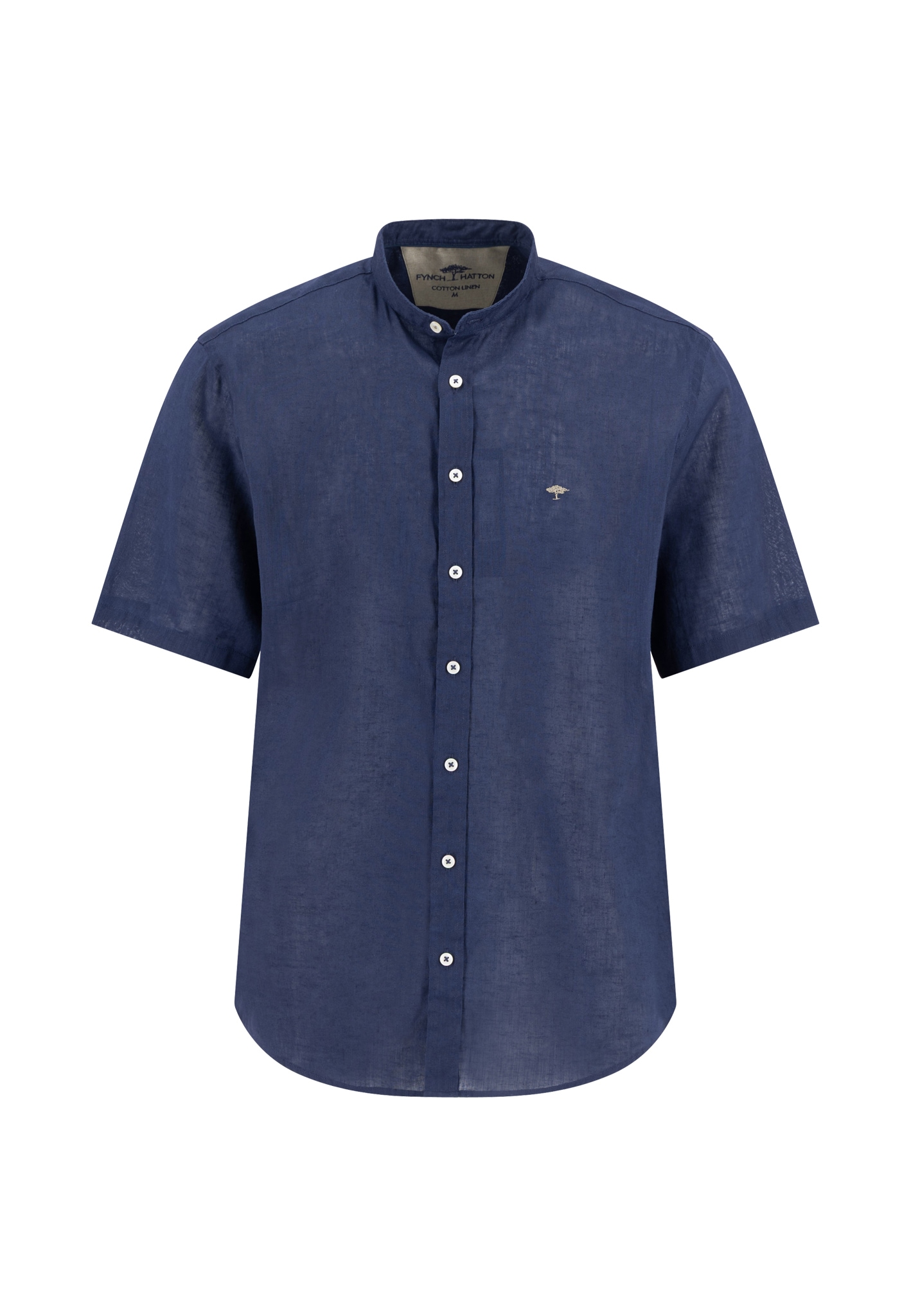 FYNCH-HATTON Kurzarm, aus Leinen und Baumwolle, Regular Fit, mit Logo Stickerei