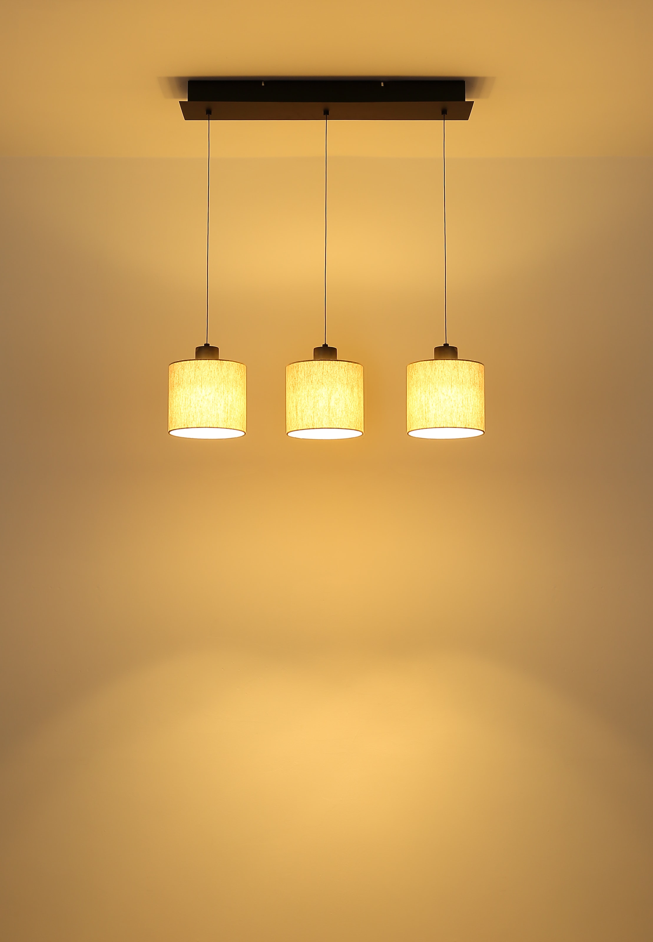 NOWA Hängeleuchte »THEA« LED-Modul 1 Stk. Warmweiß Hängelampe,schwarz,Leinen,Esstisch,eckig,Höhe verstellbar,3 Schirme