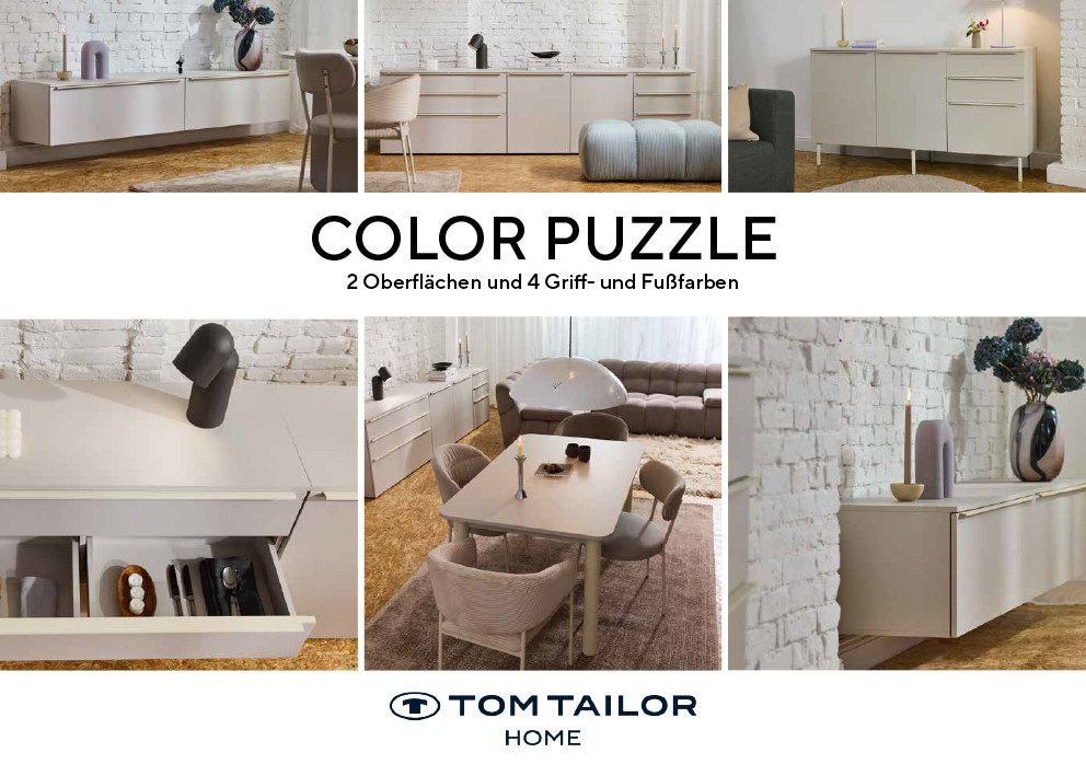 TOM TAILOR HOME Lowboard »COLOR PUZZLE 3 – 1 Klappe 1 Schublade mit farbigem Griff und Füßen« Kommode, Breite 110 cm,mit Klappe und Schublade, viel Stauraum