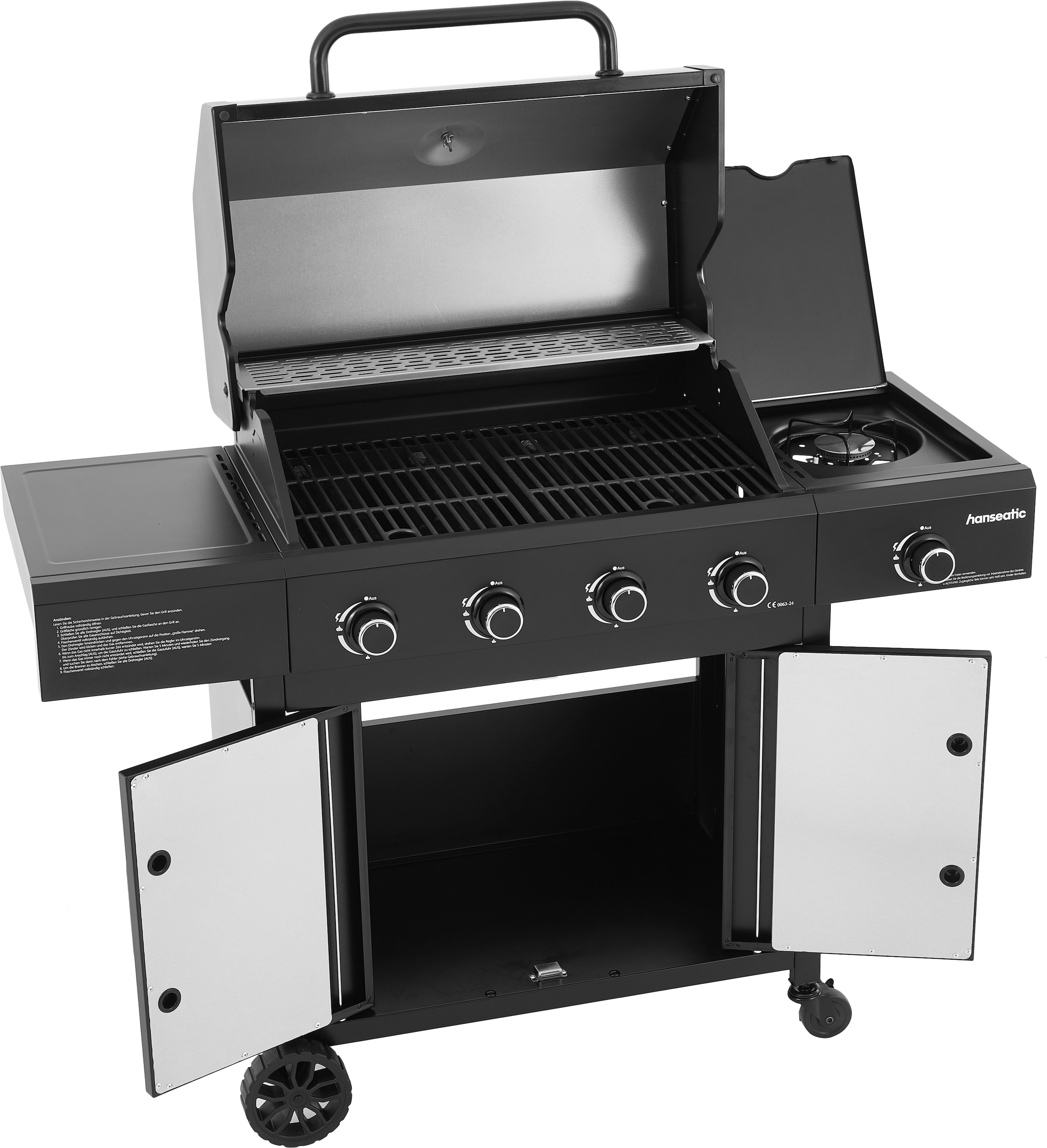 Hanseatic Gasgrill »4-Brenner Rockford Black« BxTxH: 112x113x59cm, mit 2 Grillrosten
