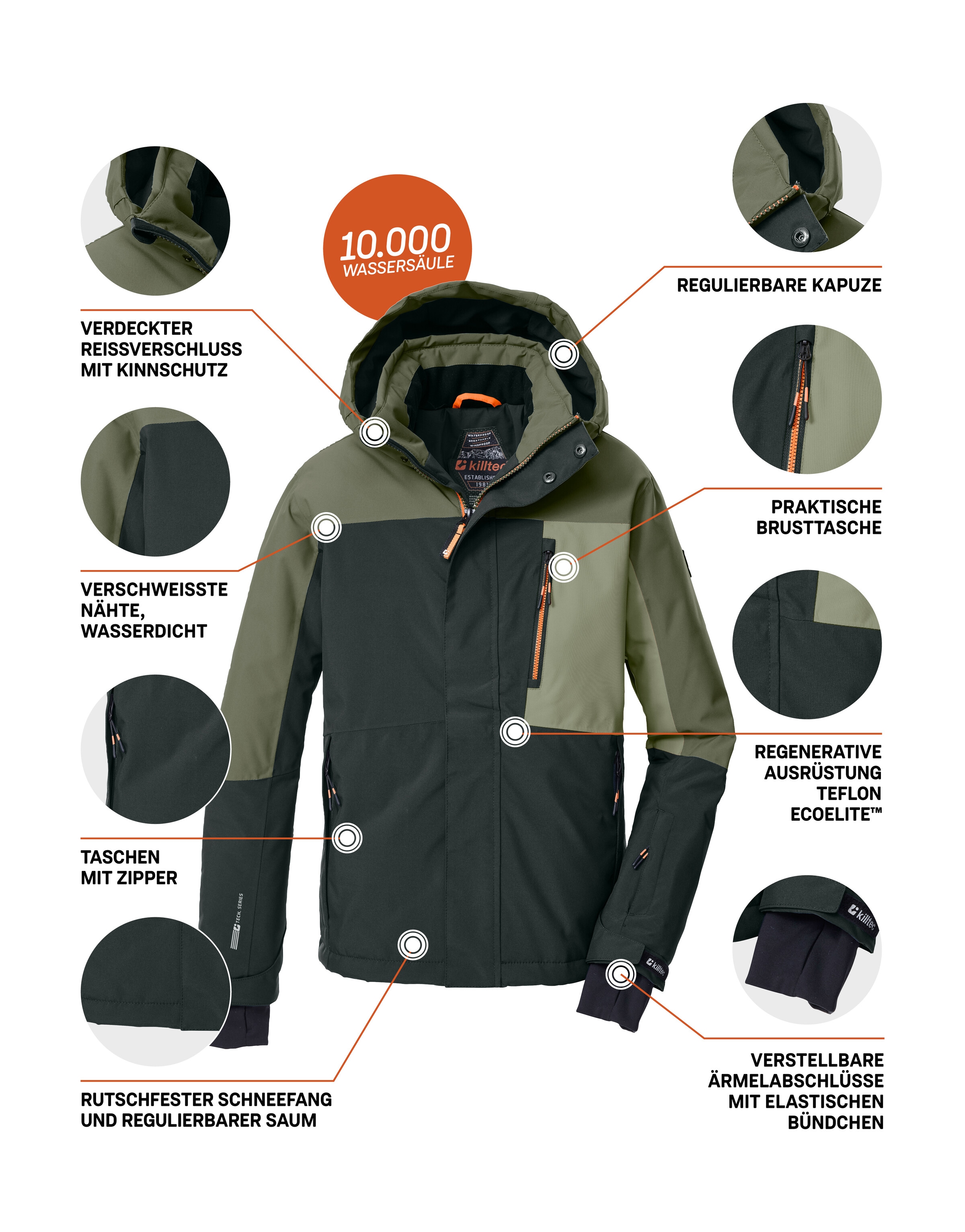 Killtec Skijacke »KSW 200 BYS SKI JCKT« Killtec Kids Skijacke: wasserdicht, atmungsaktiv, reflektierend
