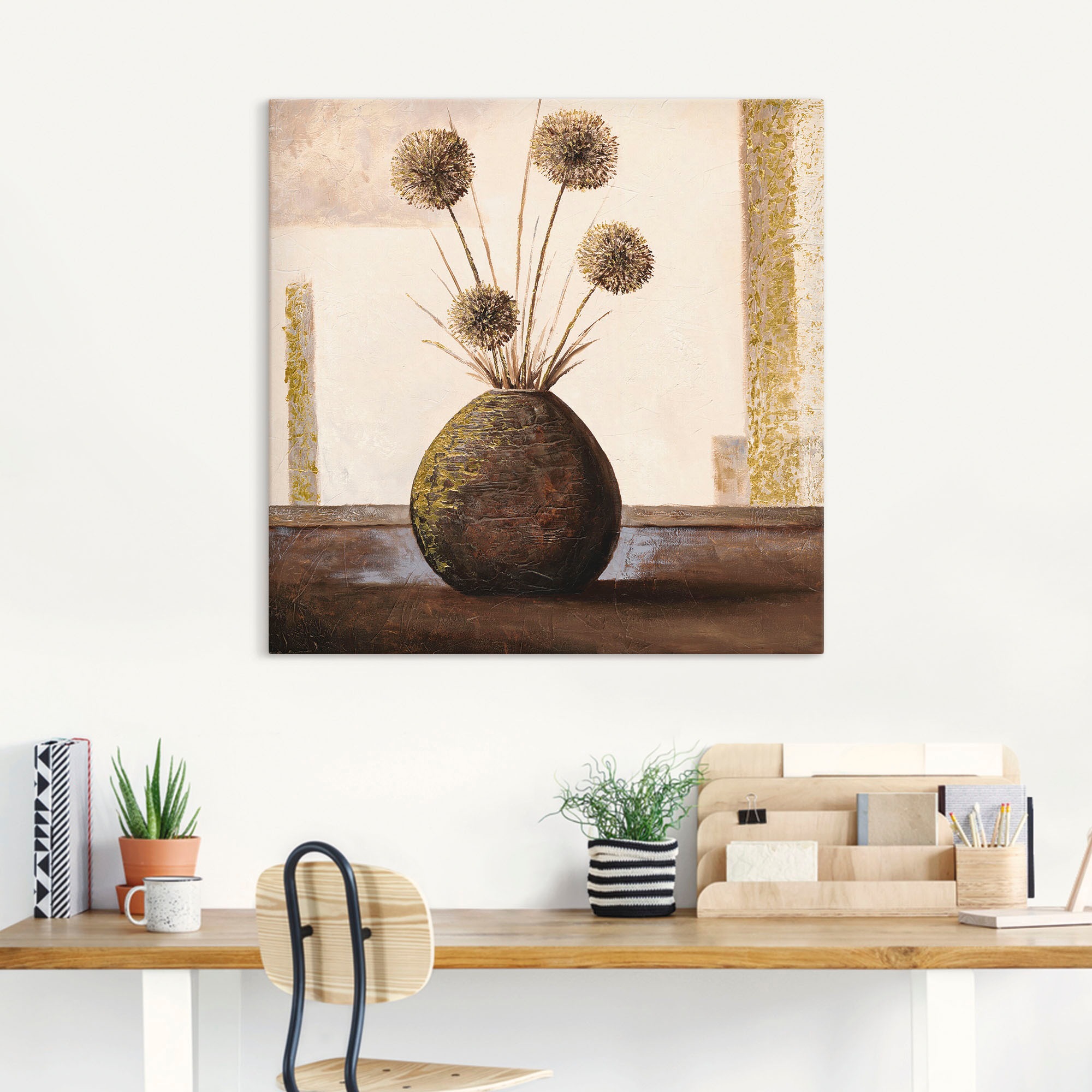 Artland "Goldene Vasen II" Vasen & Töpfe 1 Stk. tlg. auf Holzrahmen gespann günstig online kaufen