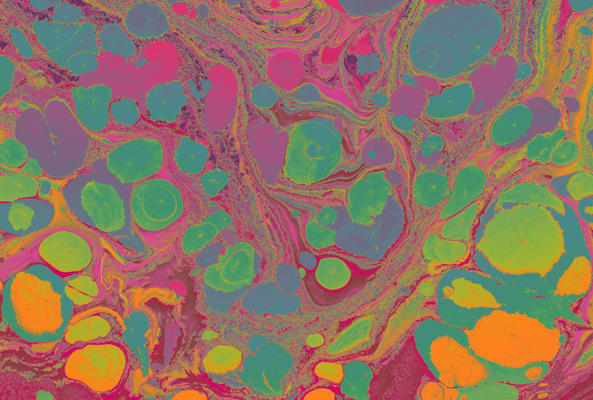 living walls Vliestapete »Fototapete Marmor-Optik Bunt Neon Pink Grün Orange« matt glatt