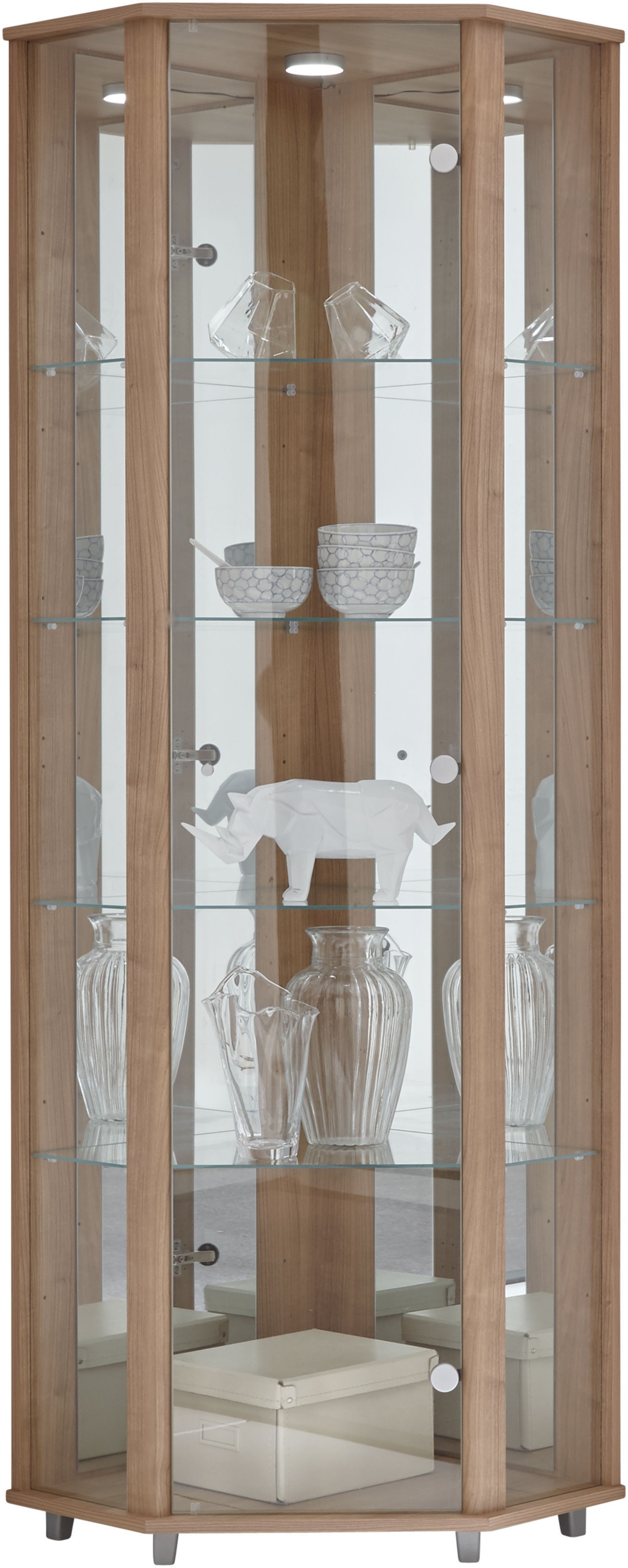 fif möbel Eckvitrine »TRIO Höhe ca. 172 cm, ink. Beleuchtung«, Eckvitrine/Glasvitrine 1x Glastür, perfekt für Sammler, Sammlervitrine