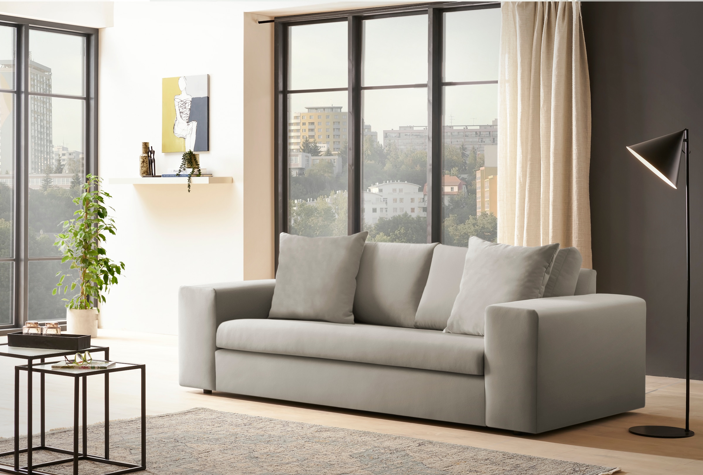 Home affaire 2-Sitzer "SLEETLAND XXL in Samtvelours oder Vintage-Leder-Opti günstig online kaufen