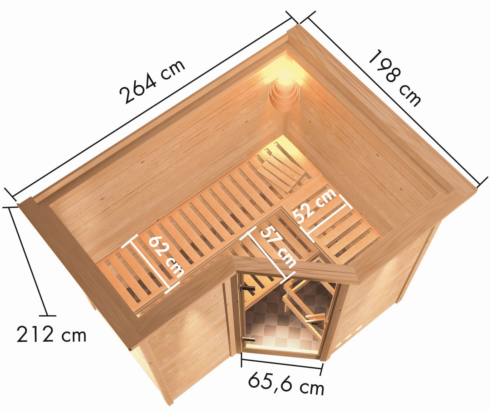 Karibu Sauna »Sanna 2«, 9-kW-Ofen mit externer Steuerung